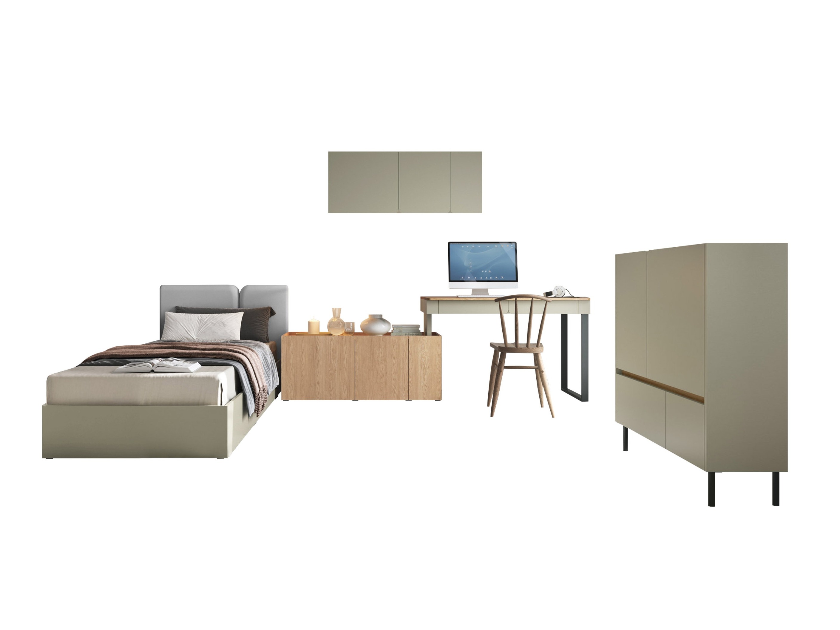 Furniture set Fiosono 115 (Dusty green + Oak)