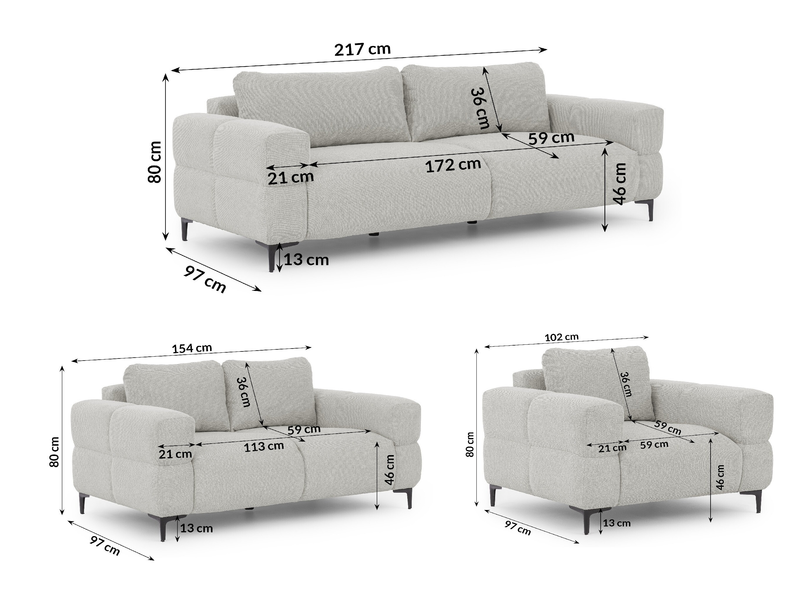 Upholstered furniture set Rocklin 139 (Aragon 80)