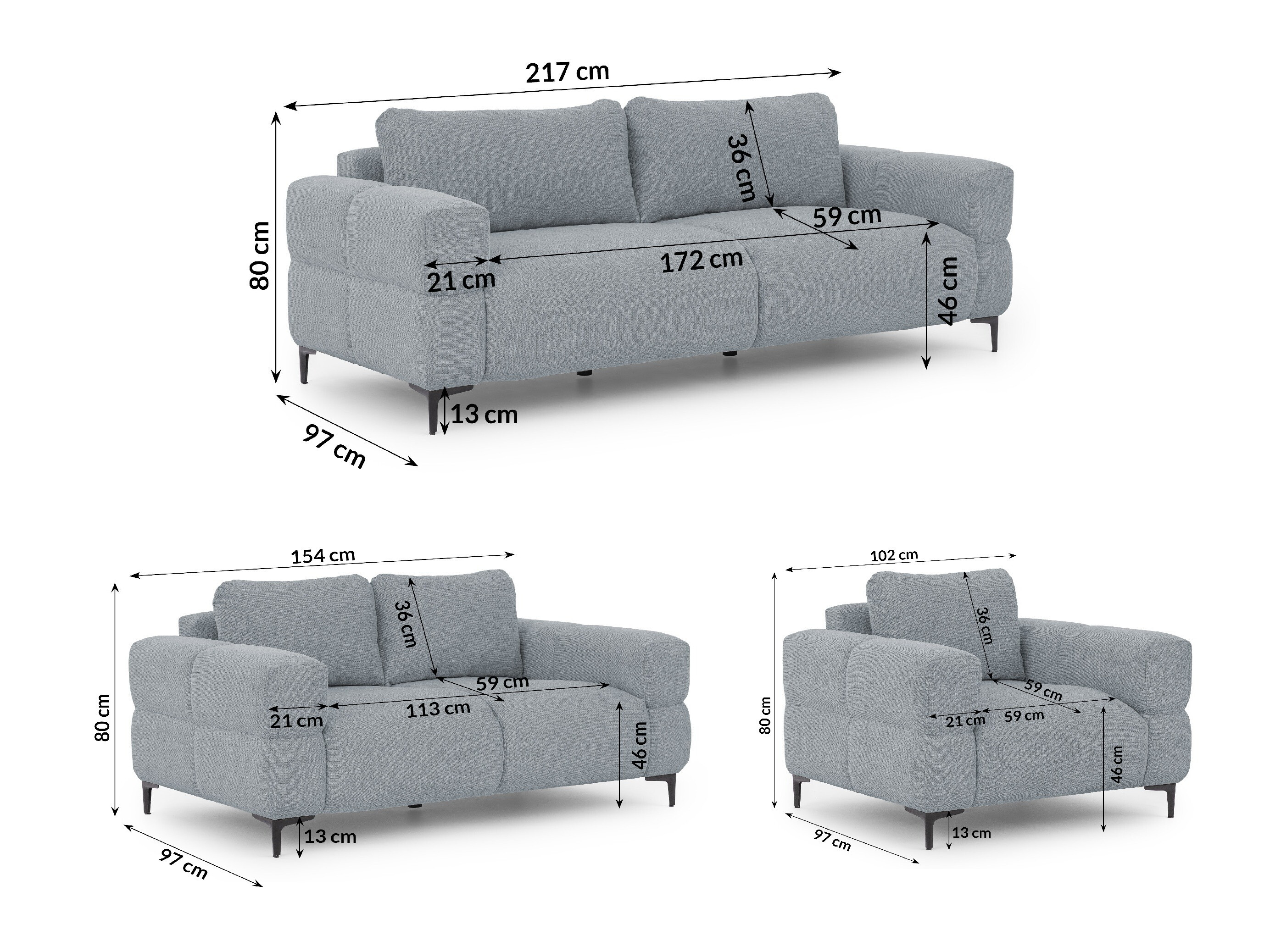 Upholstered furniture set Rocklin 139 (Aragon 90)