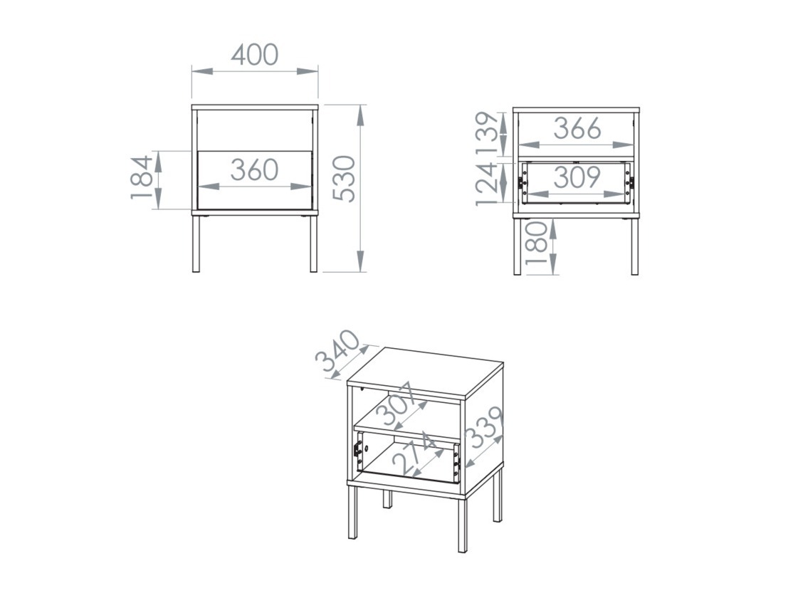 Bedside table Virsalo 104 (Cashmere)