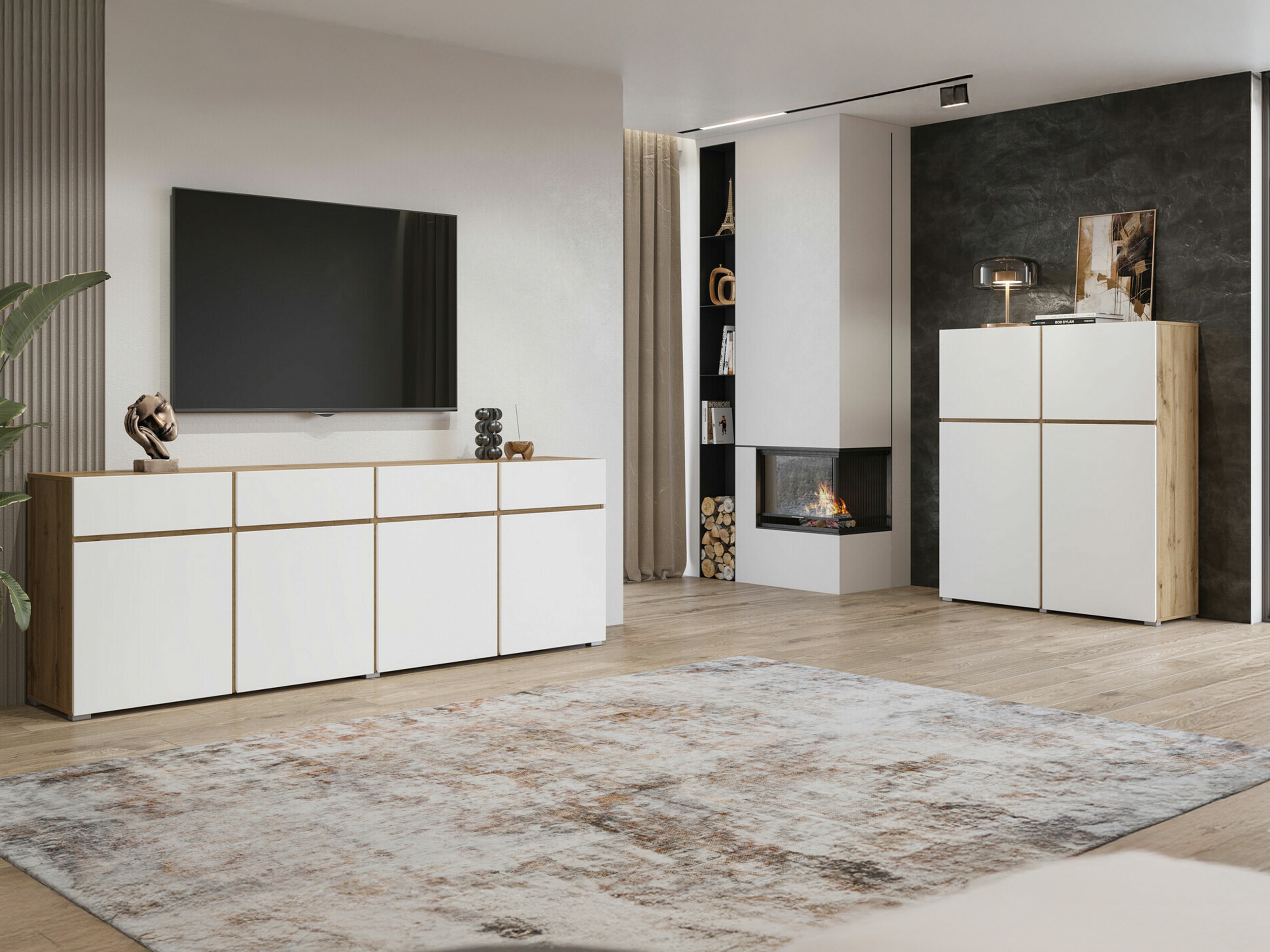 Chest of drawers Alfere 100 (Wotan Oak + White)