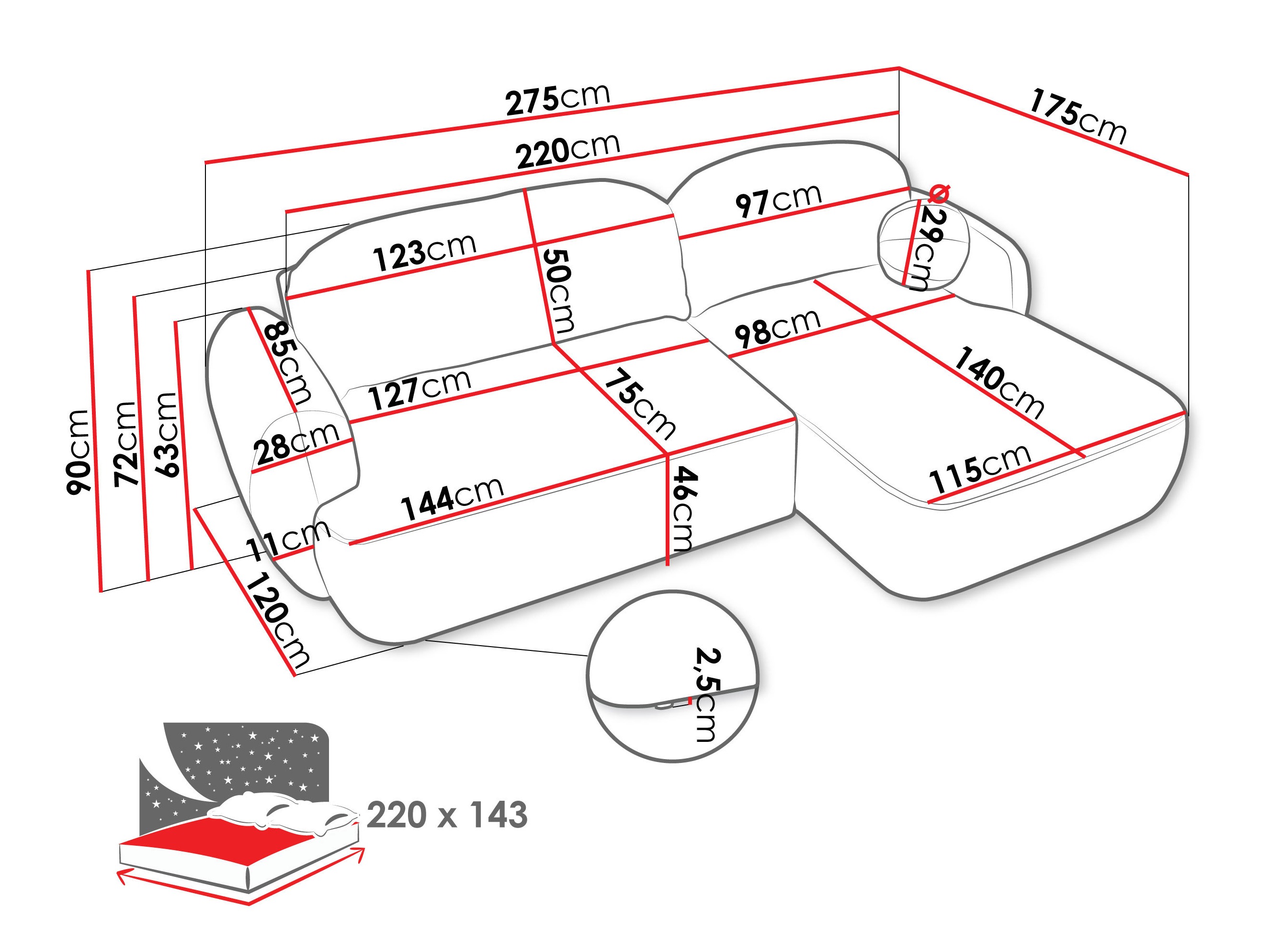 Corner sofa TrendyNest Ardea I (Now or never 83)