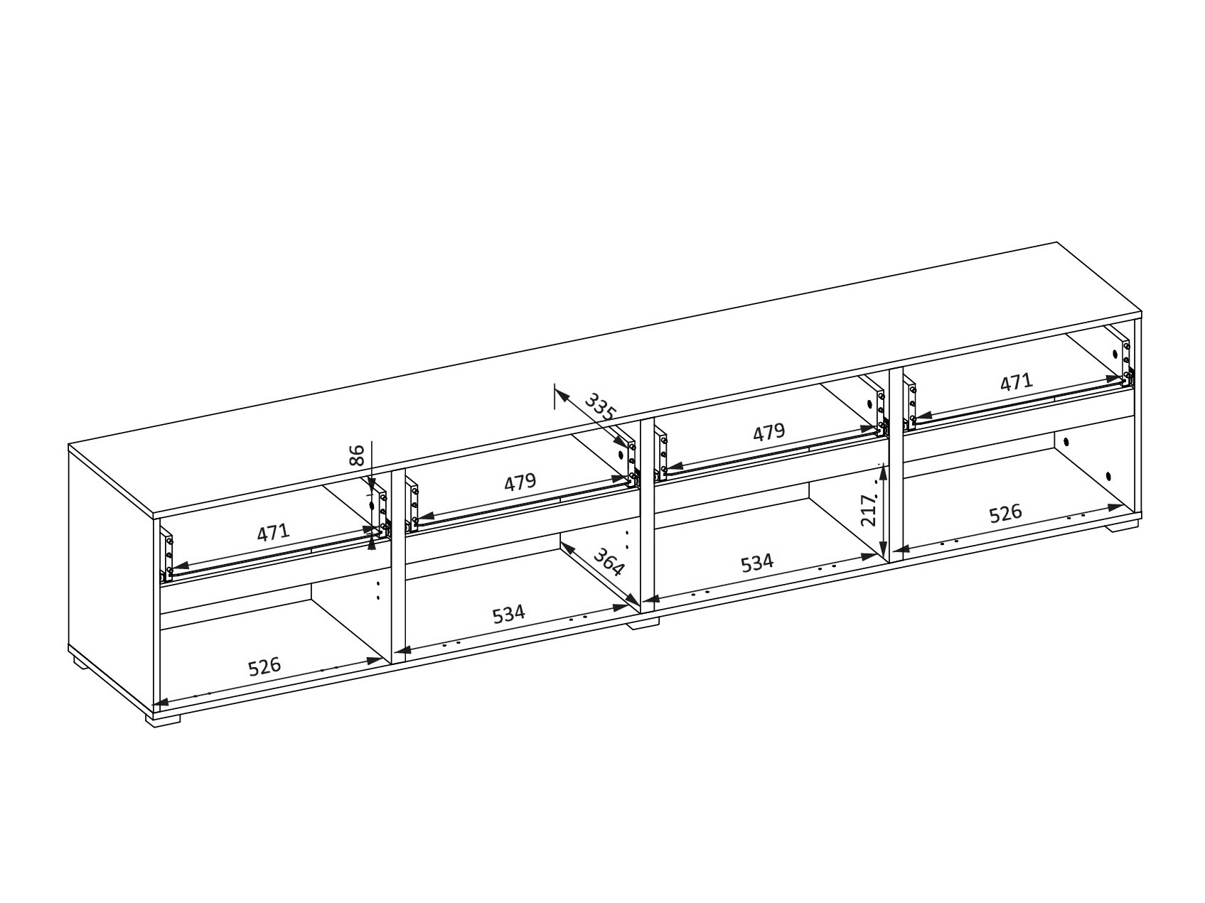 TV stand Alfere 101 (Wotak oak + White)