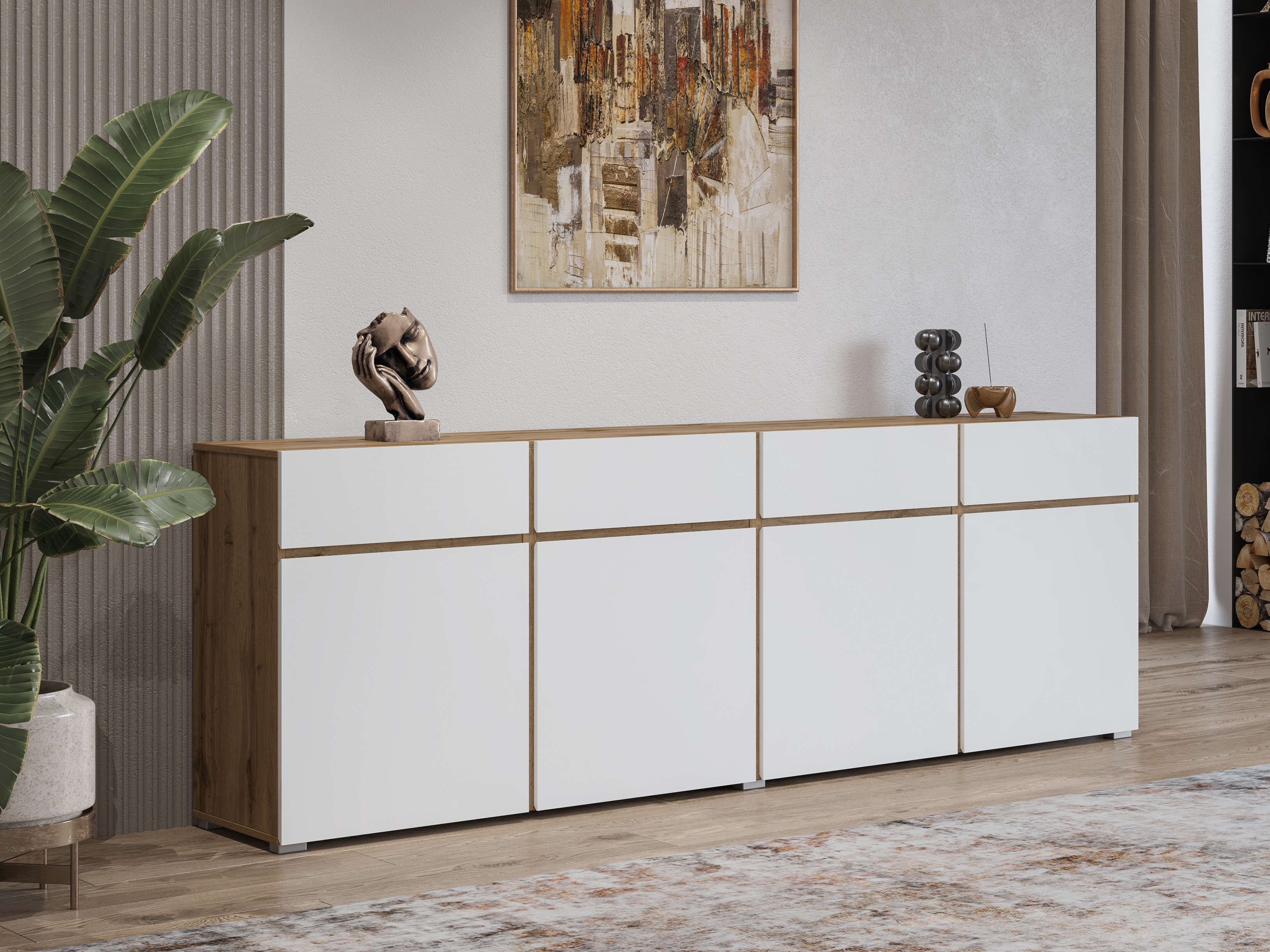 Chest of drawers Alfere 100 (Wotan Oak + White)