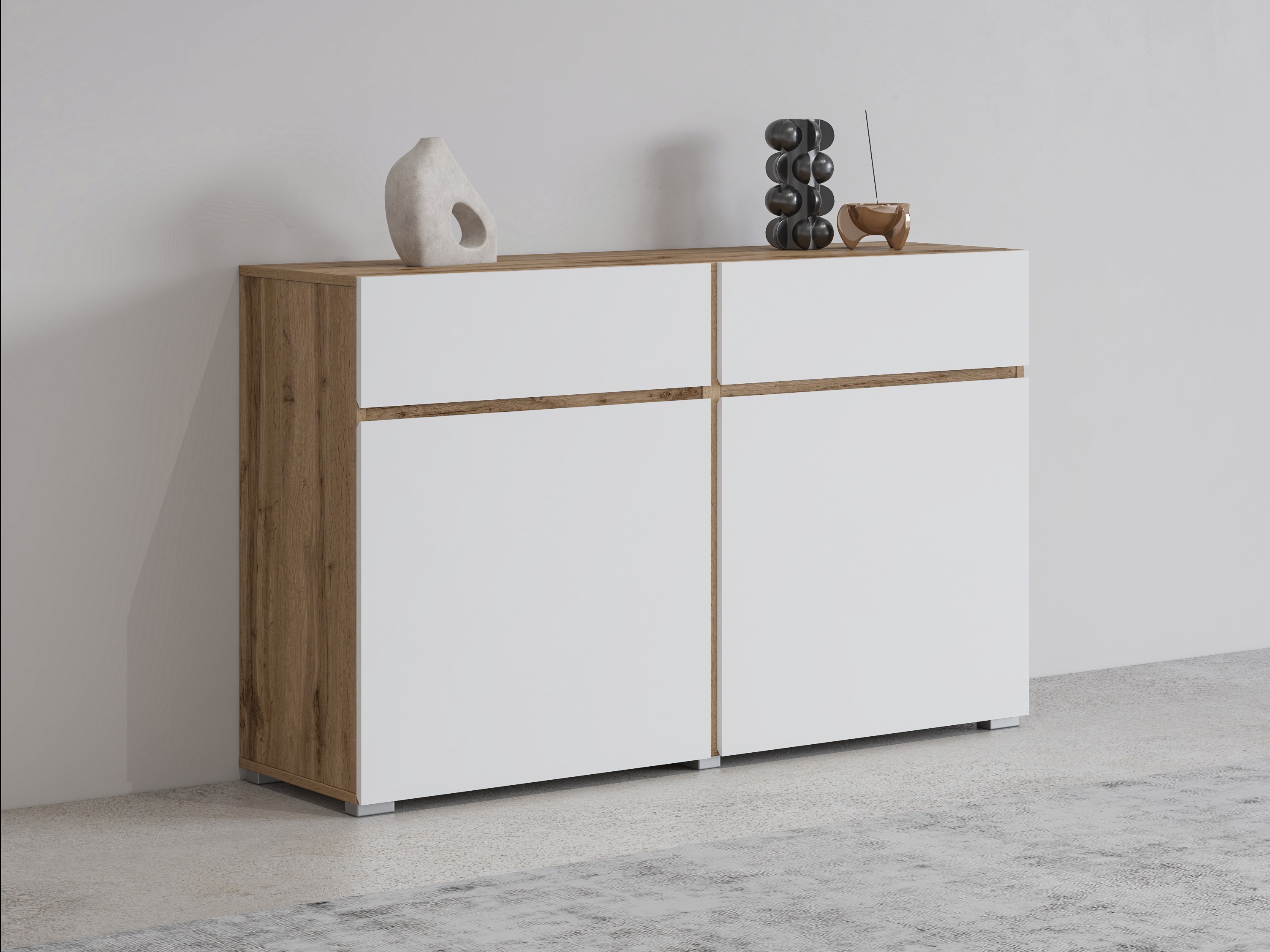 Chest of drawers Alfere 104 (Wotan Oak + White)