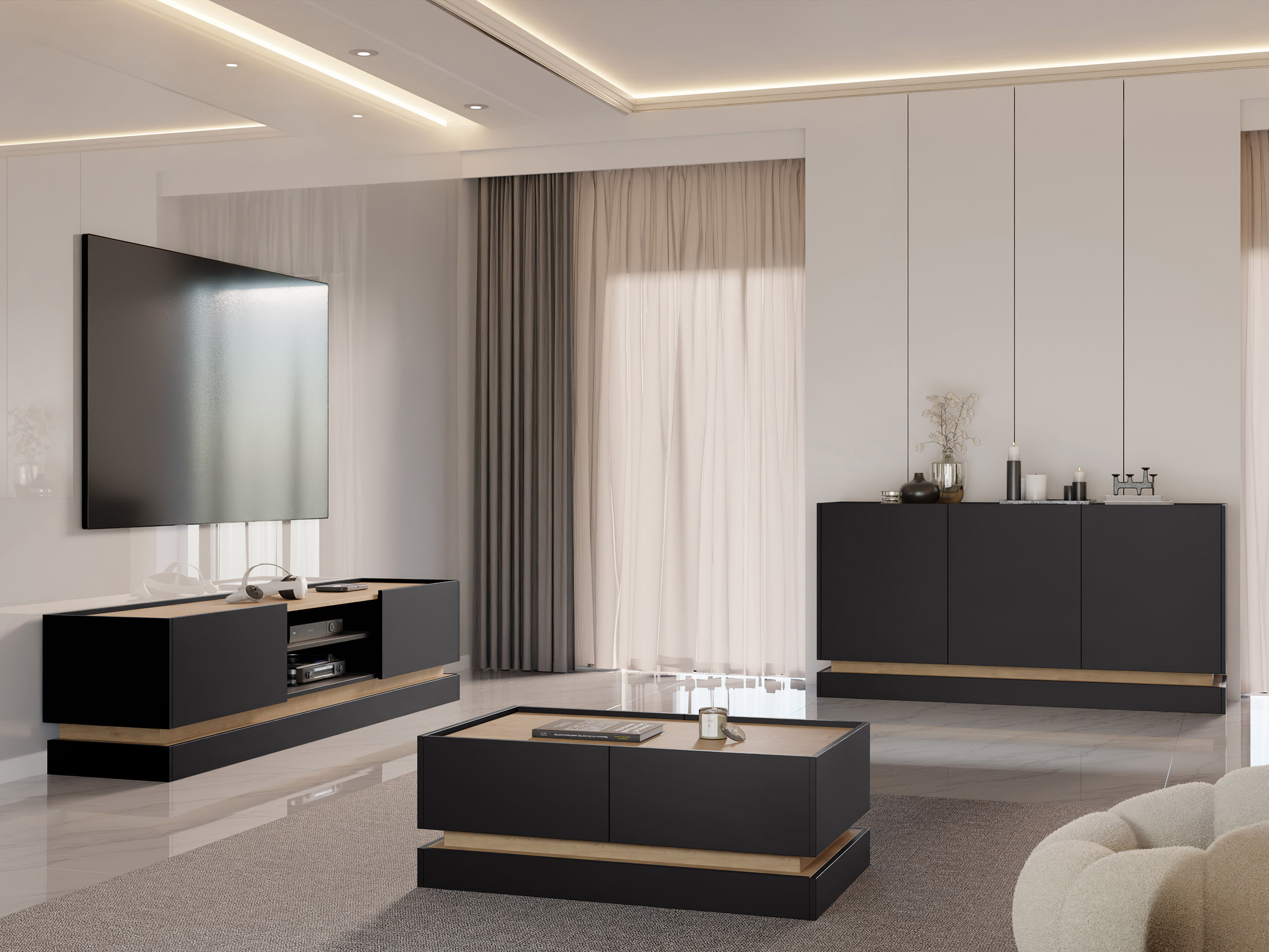 Coffee table Comfivo Tilia (Black + Oak)