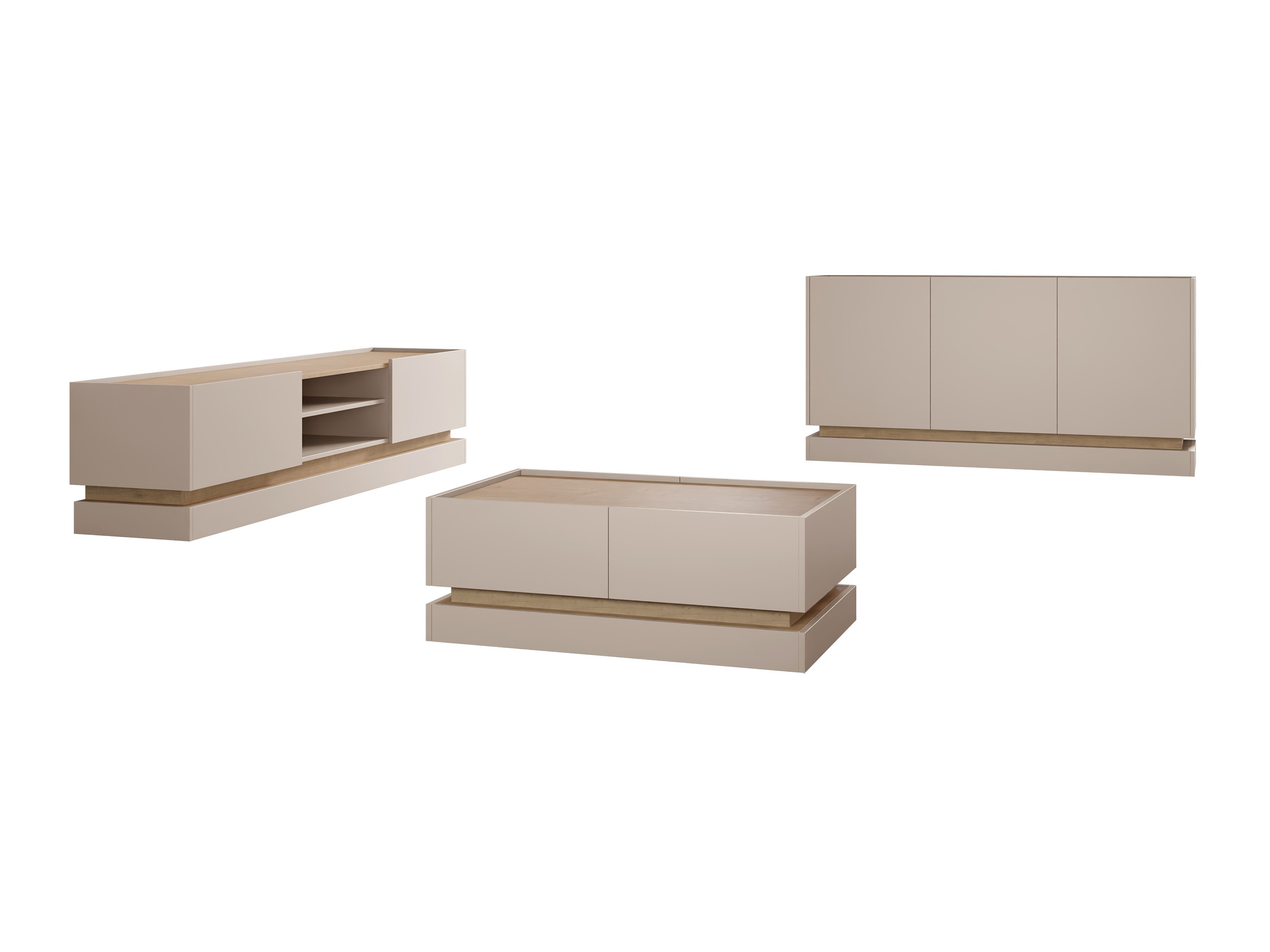 Living room set Comfivo Tilia (Cashmere + Oak)