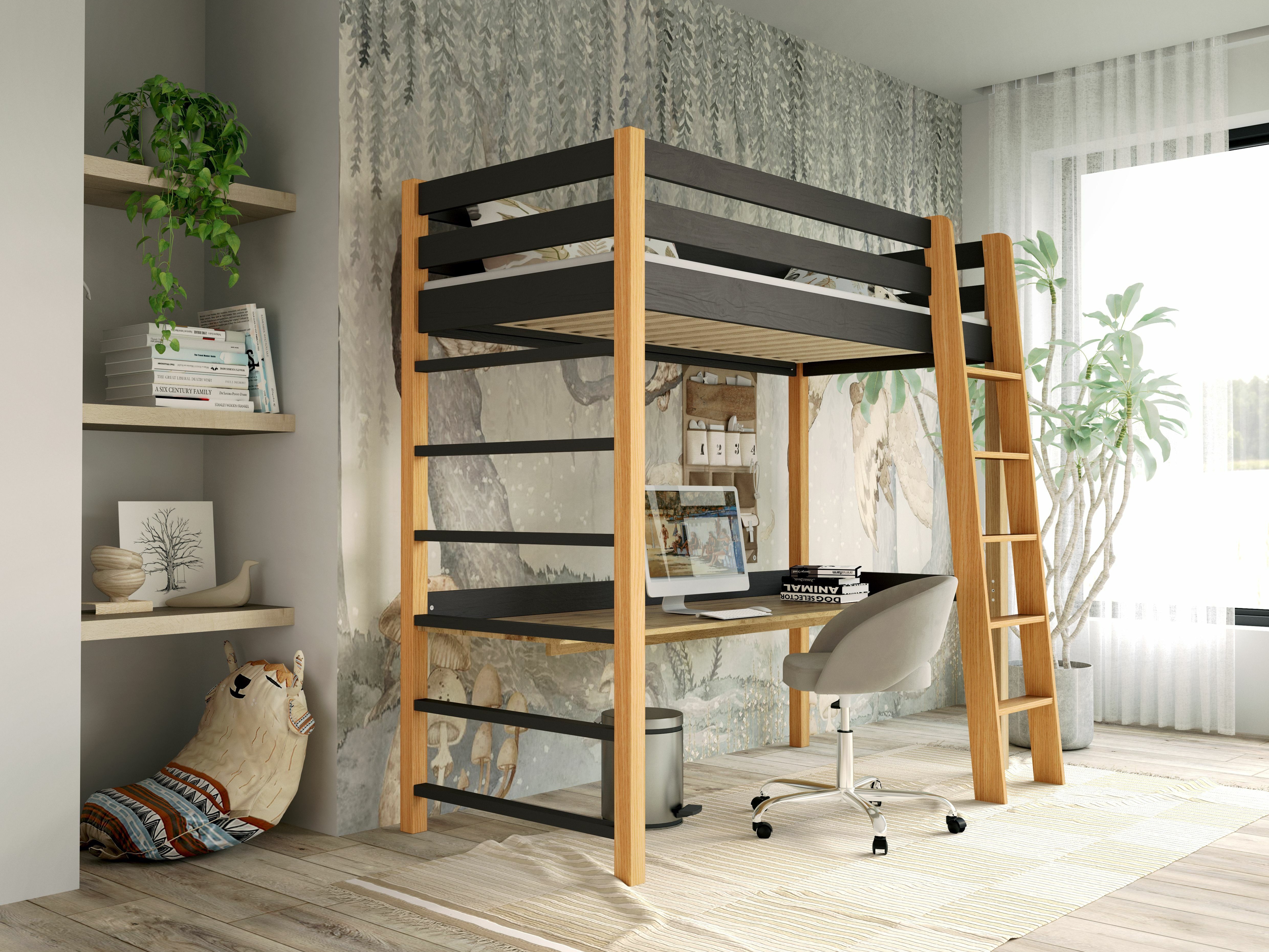 Loft bed Ogden 173 (Black)