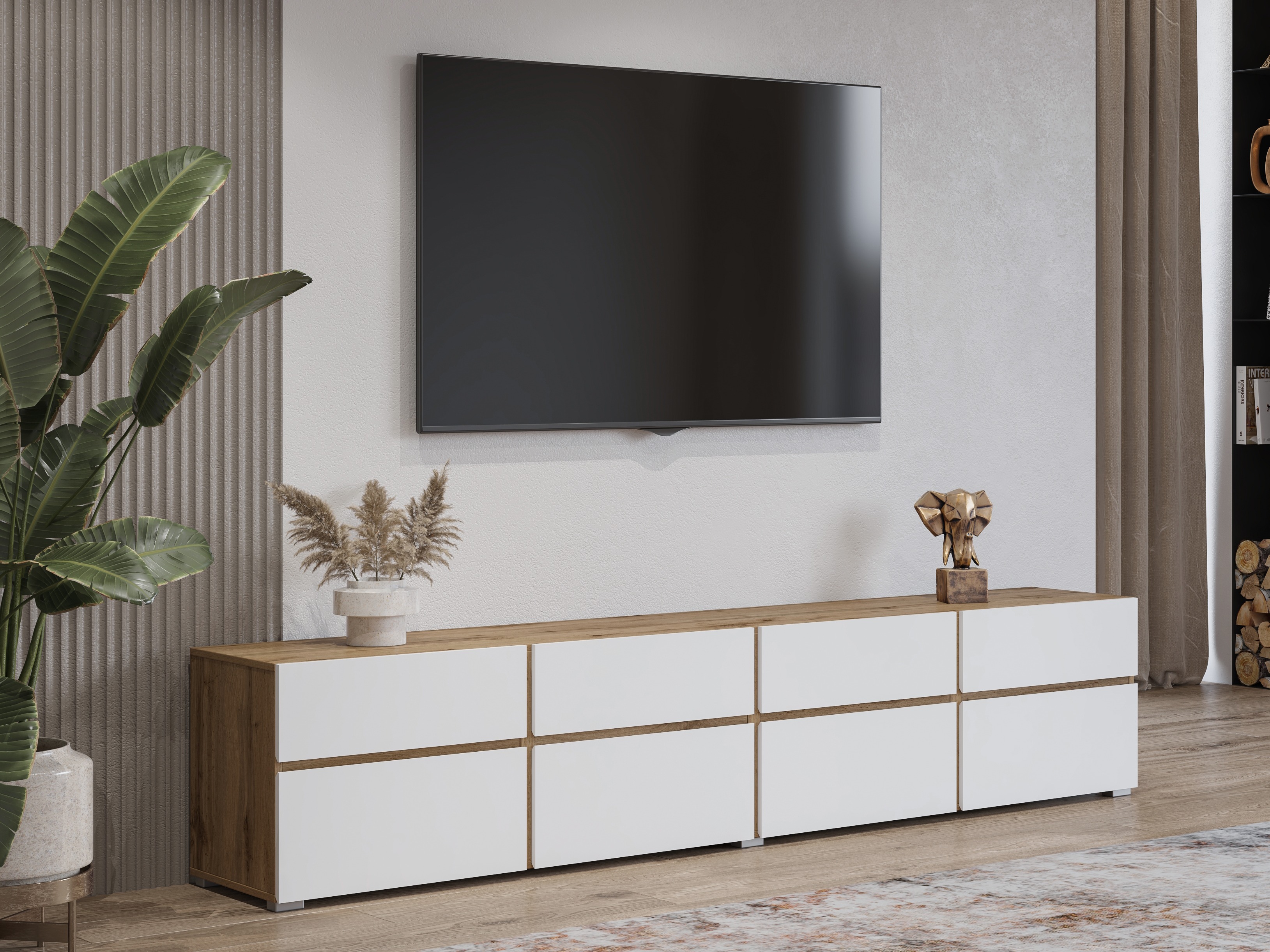 TV stand Alfere 101 (Wotak oak + White)