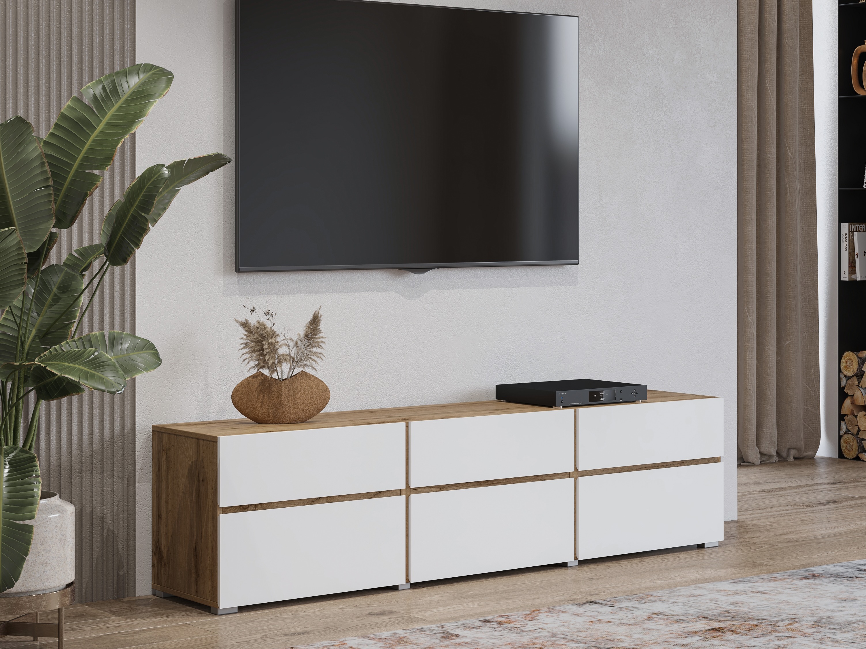 TV stand Alfere 102 (Wotan Oak + White)