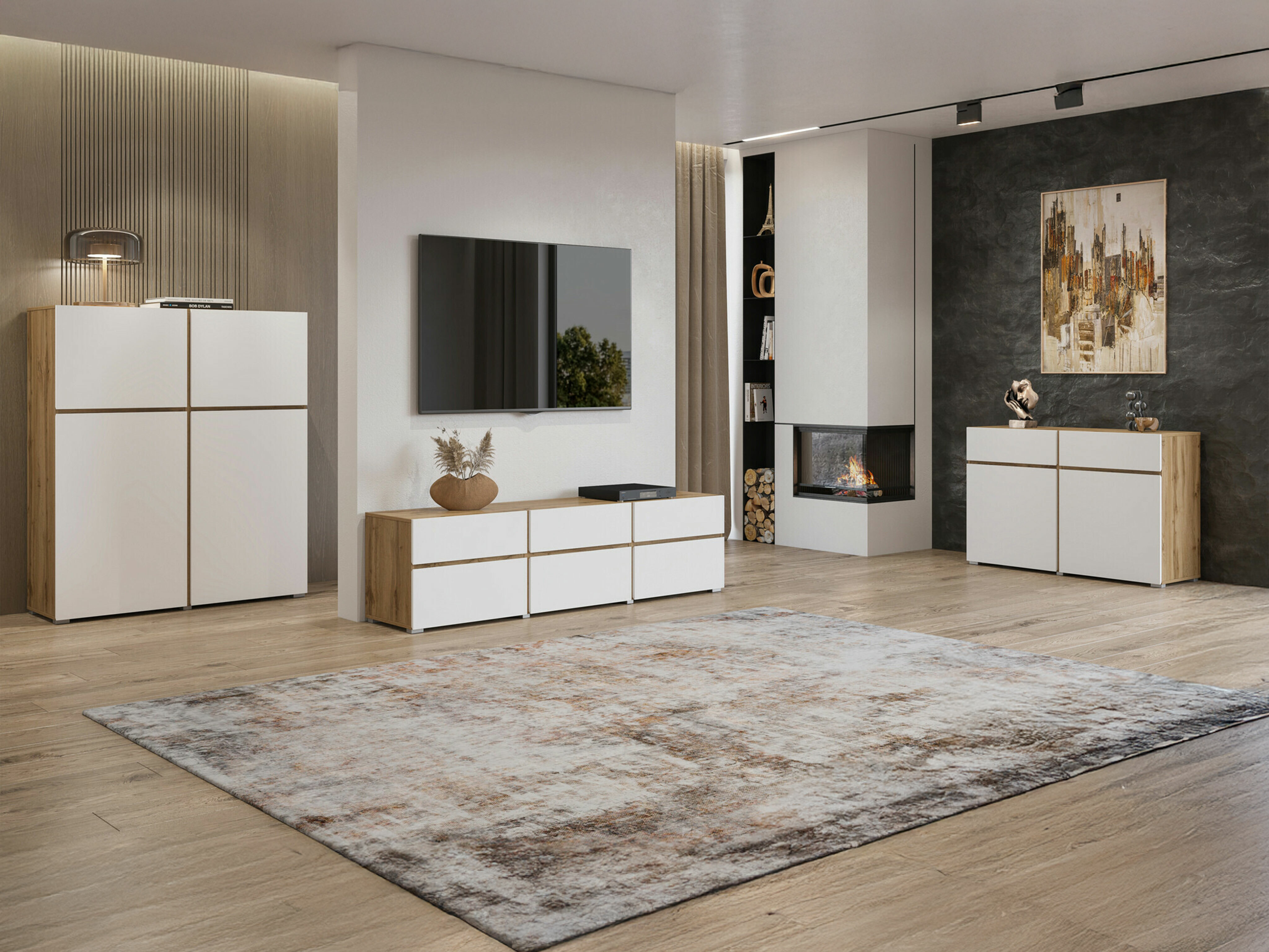 TV stand Alfere 102 (Wotan Oak + White)