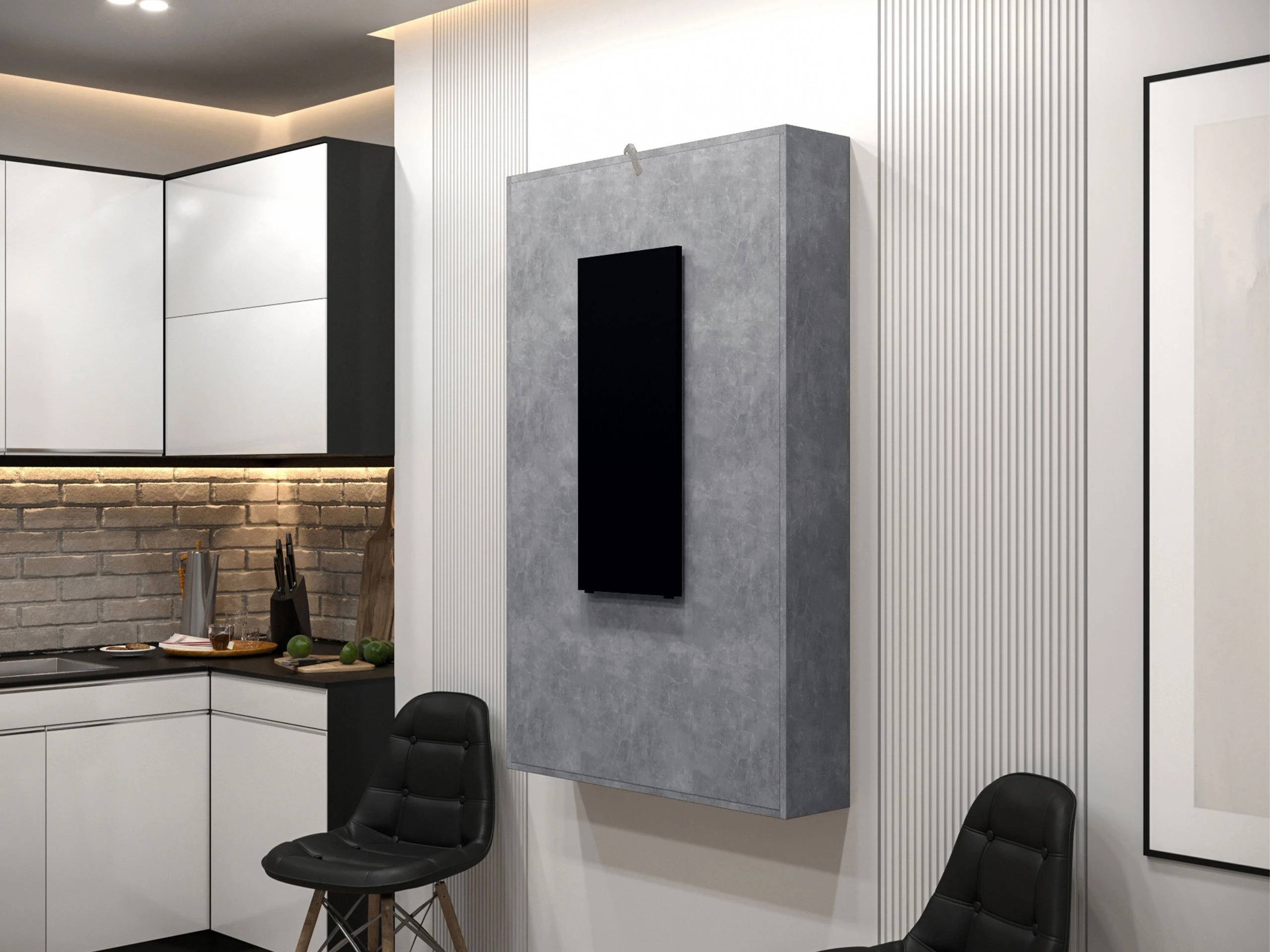 Folding table Pinis III (Black + Concrete)
