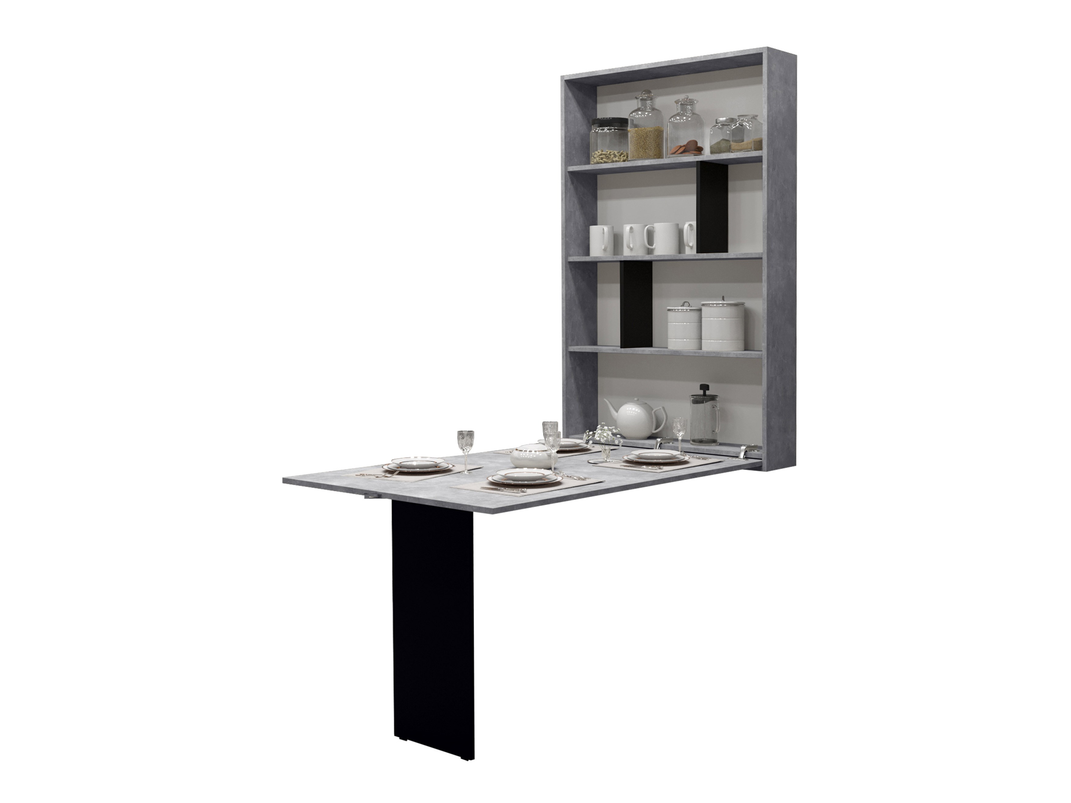 Folding table Pinis III (Black + Concrete)