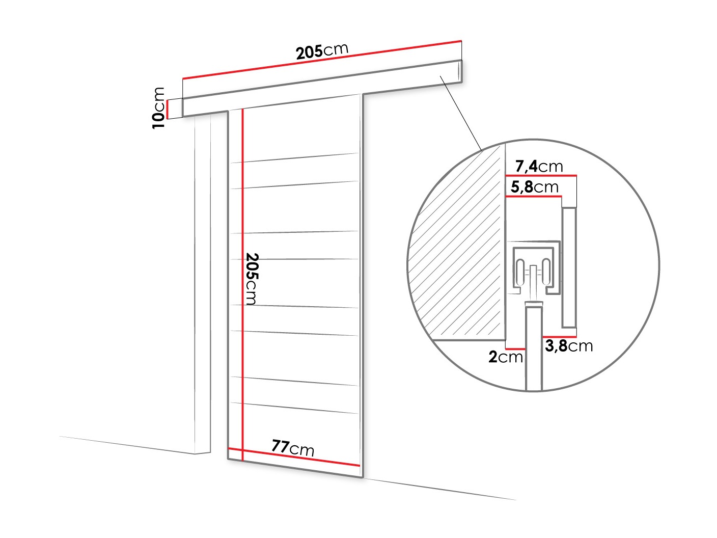 Sliding door Closico Fundus V (Cashmere + Black)