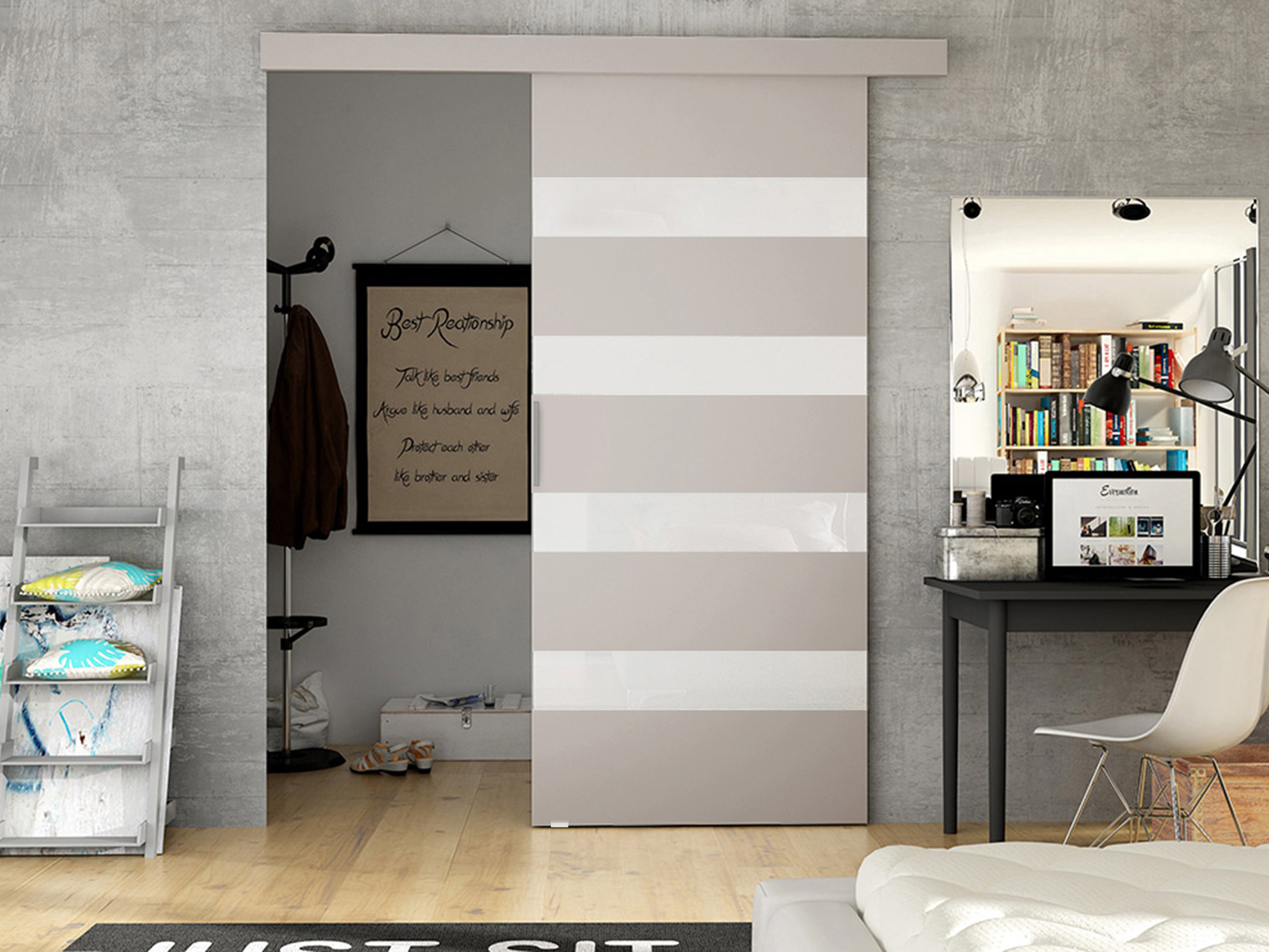 Sliding door Closico Fundus V (Cashmere + White)