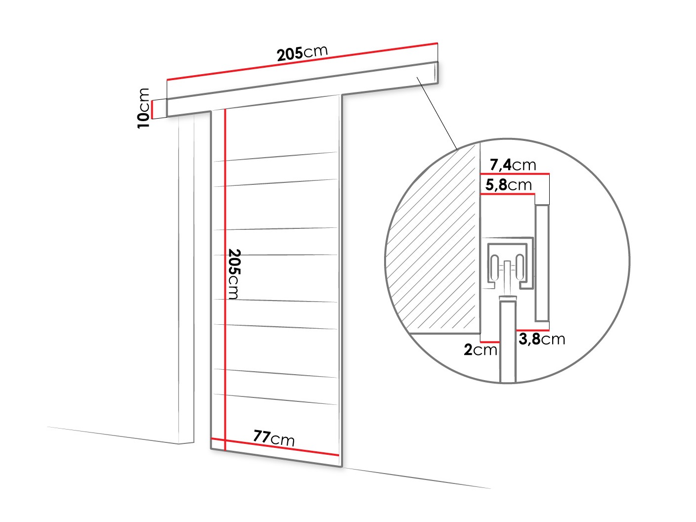 Sliding door Closico Fundus V (Cashmere + White)