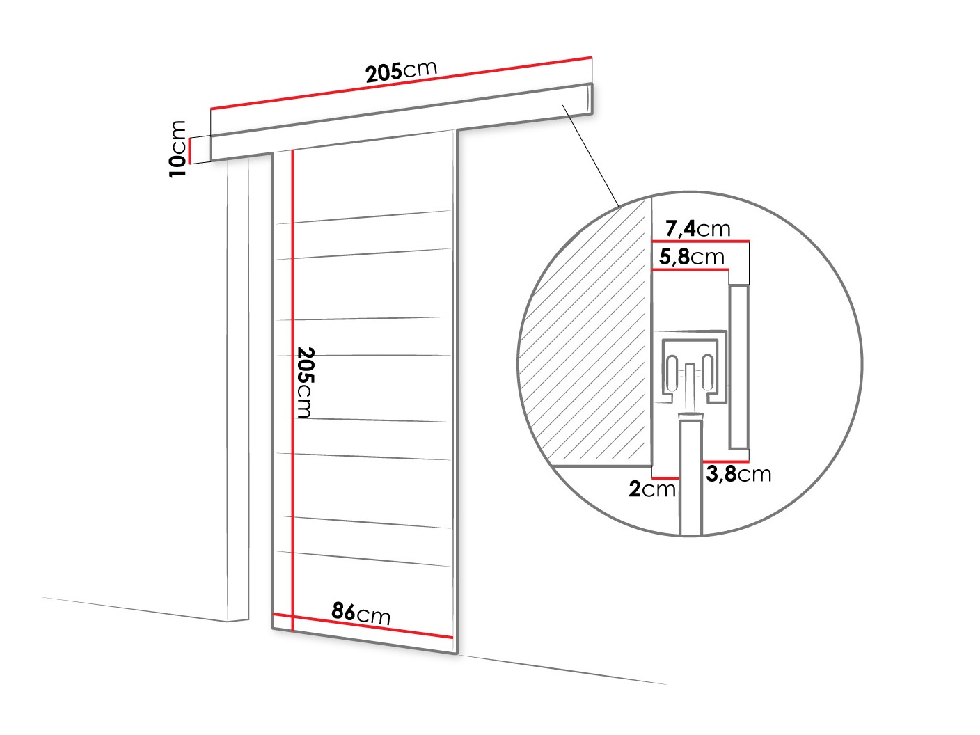 Sliding door Closico Materia V (Cashmere + Black)