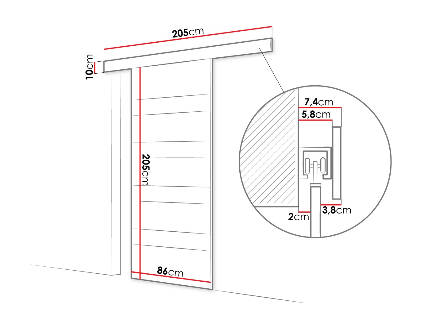 Sliding door Closico Materia V (Cashmere + White)