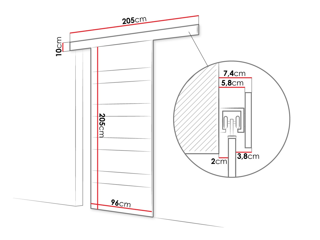 Sliding door Closico Portalis V (Cashmere + Black)
