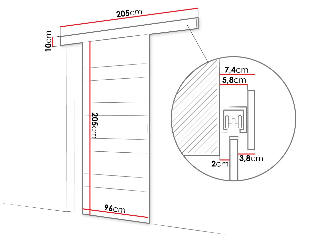 Sliding door Closico Portalis V (Cashmere + White)
