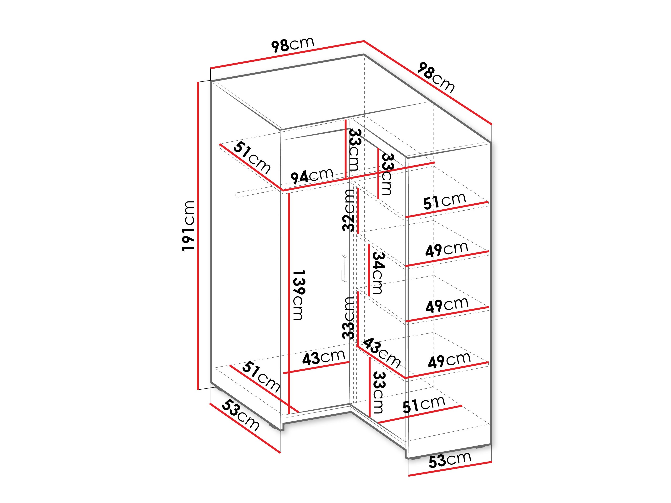 Corner wardrobe Novduni 116 (Beige)