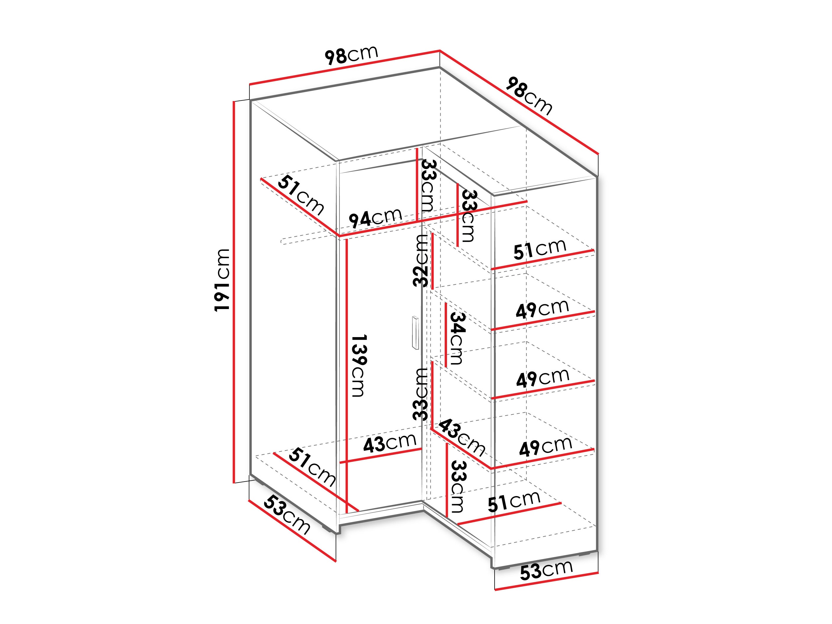 Corner wardrobe Novduni 116 (Oak)