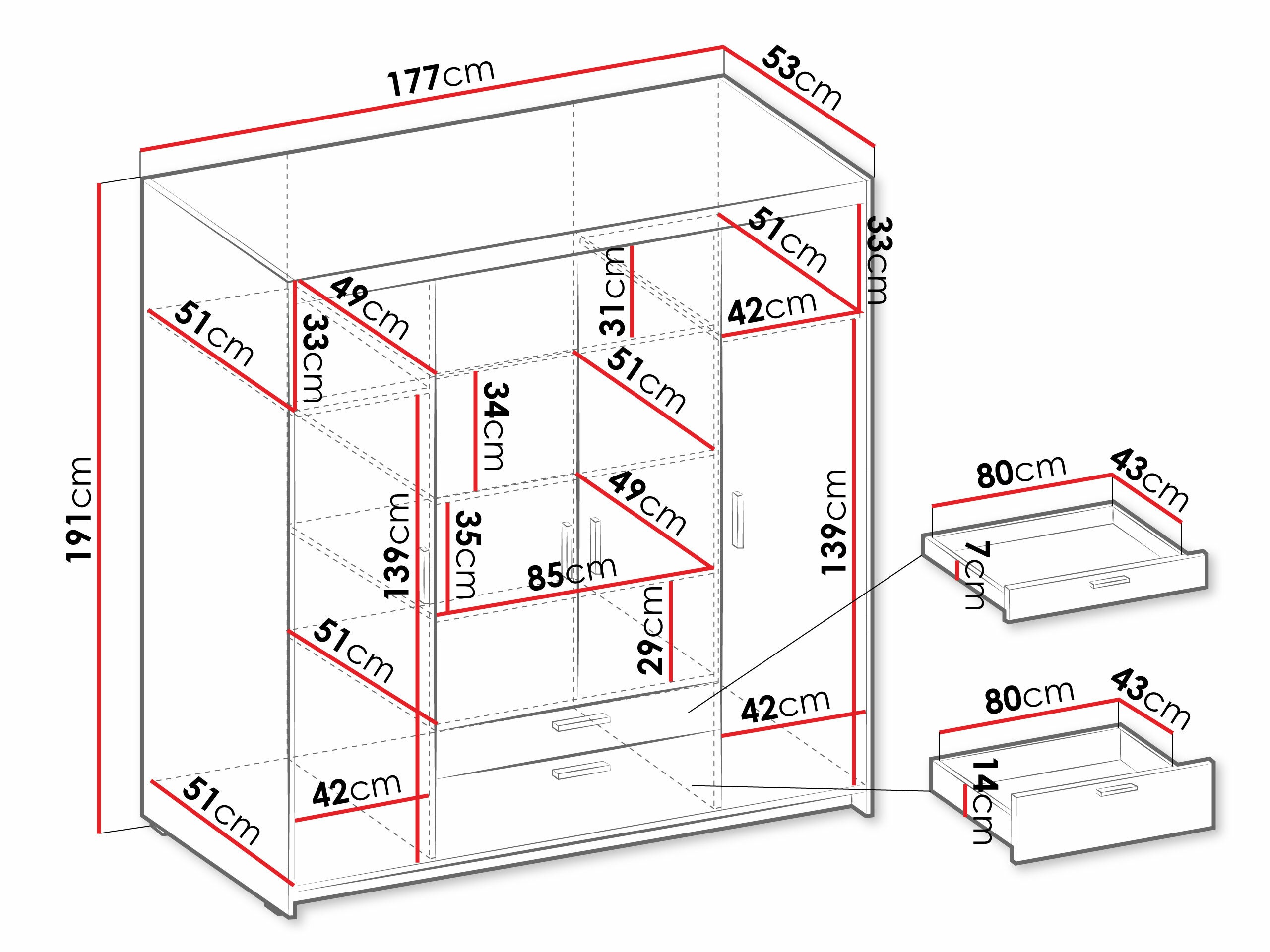 Wardrobe Novduni 107 (Lefkas oak)