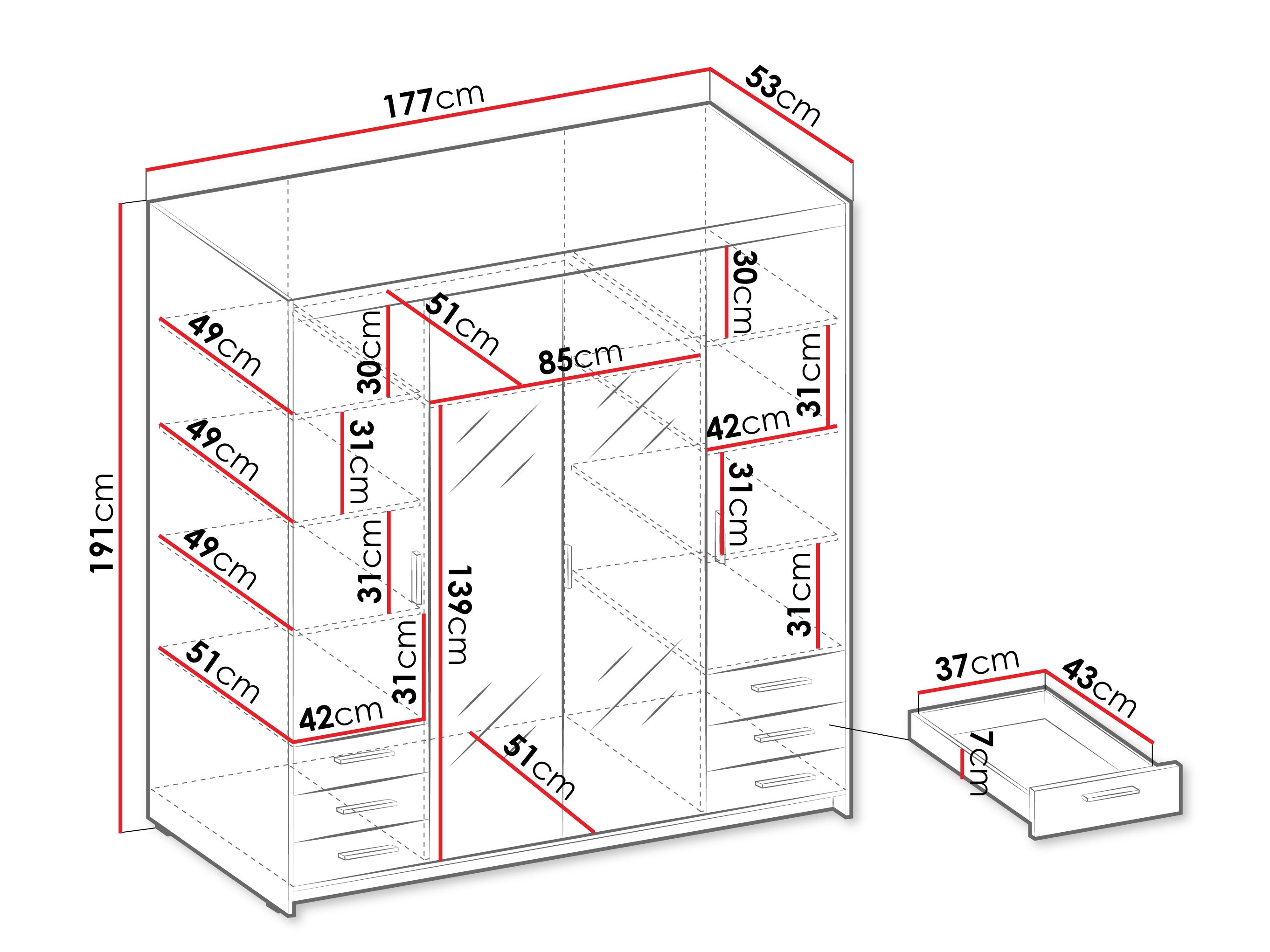 Wardrobe Novduni 115 (Oak)