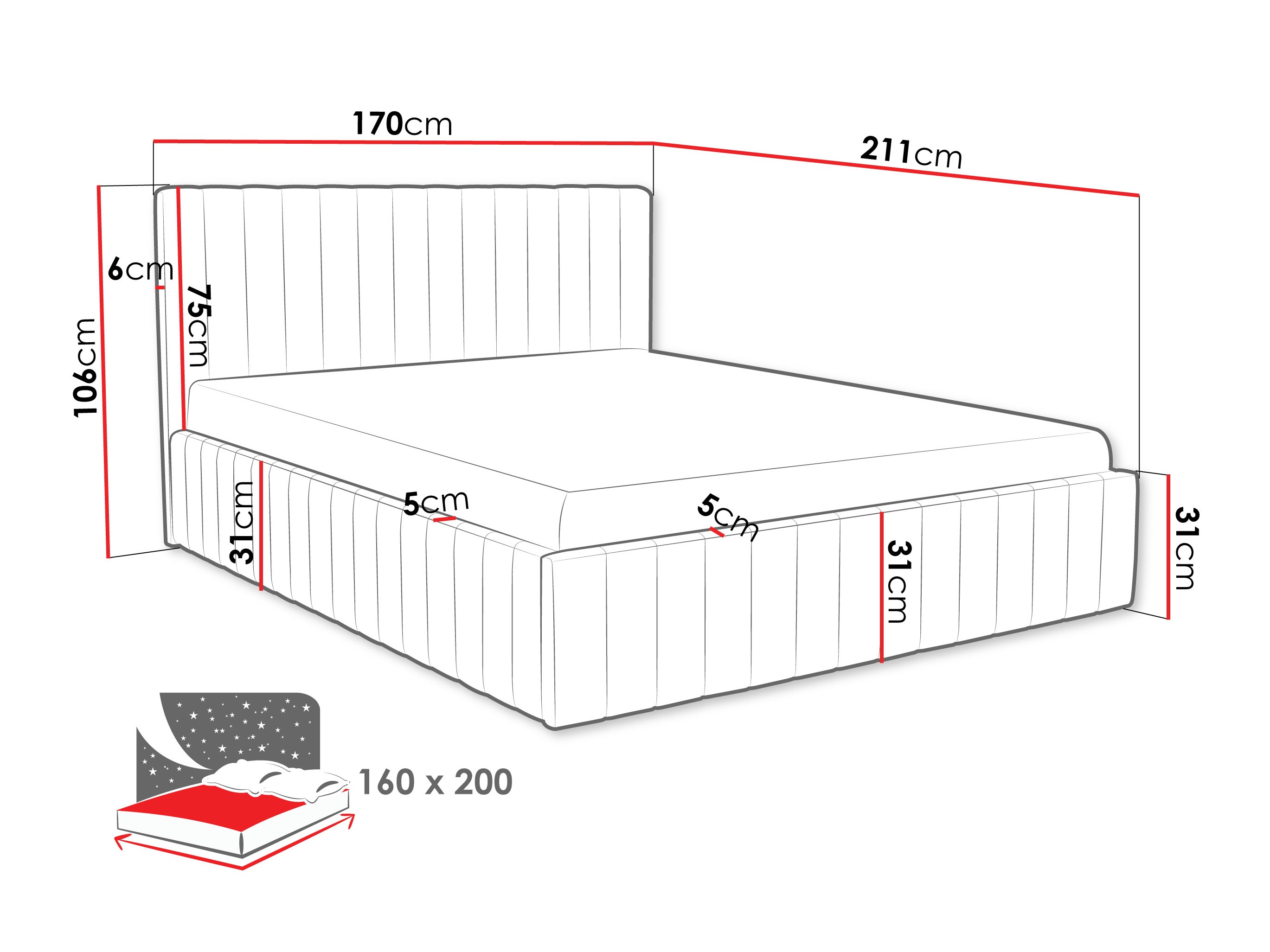 Bed SI144 with a small defect