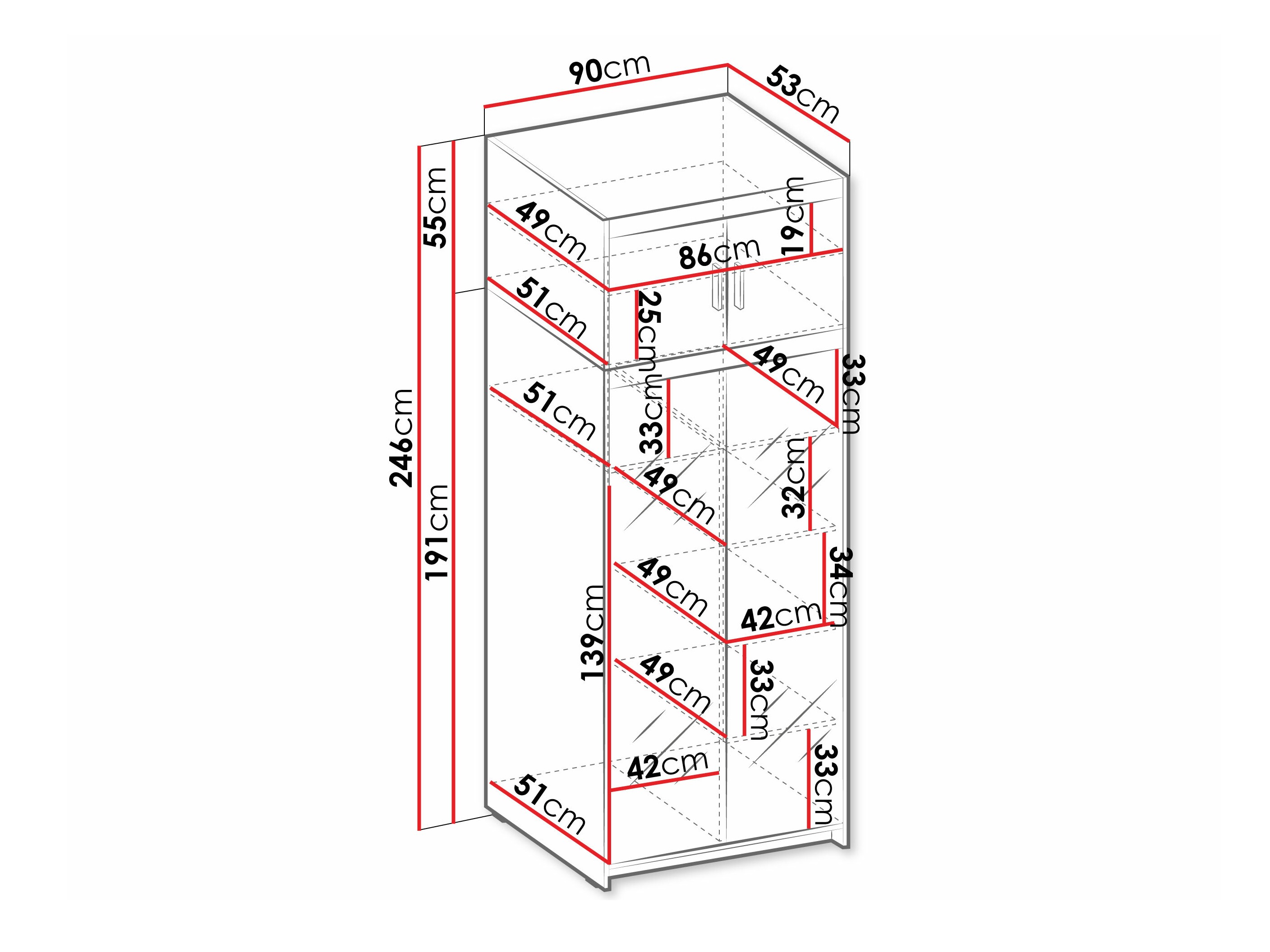 Wardrobe Novduni 119 (Lefkas oak)