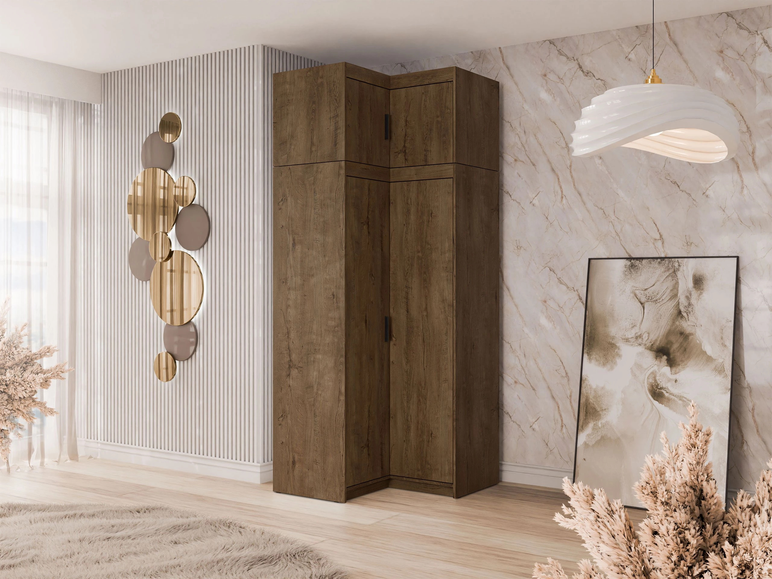 Corner cabinet Novduni 118 (Lefkas oak)