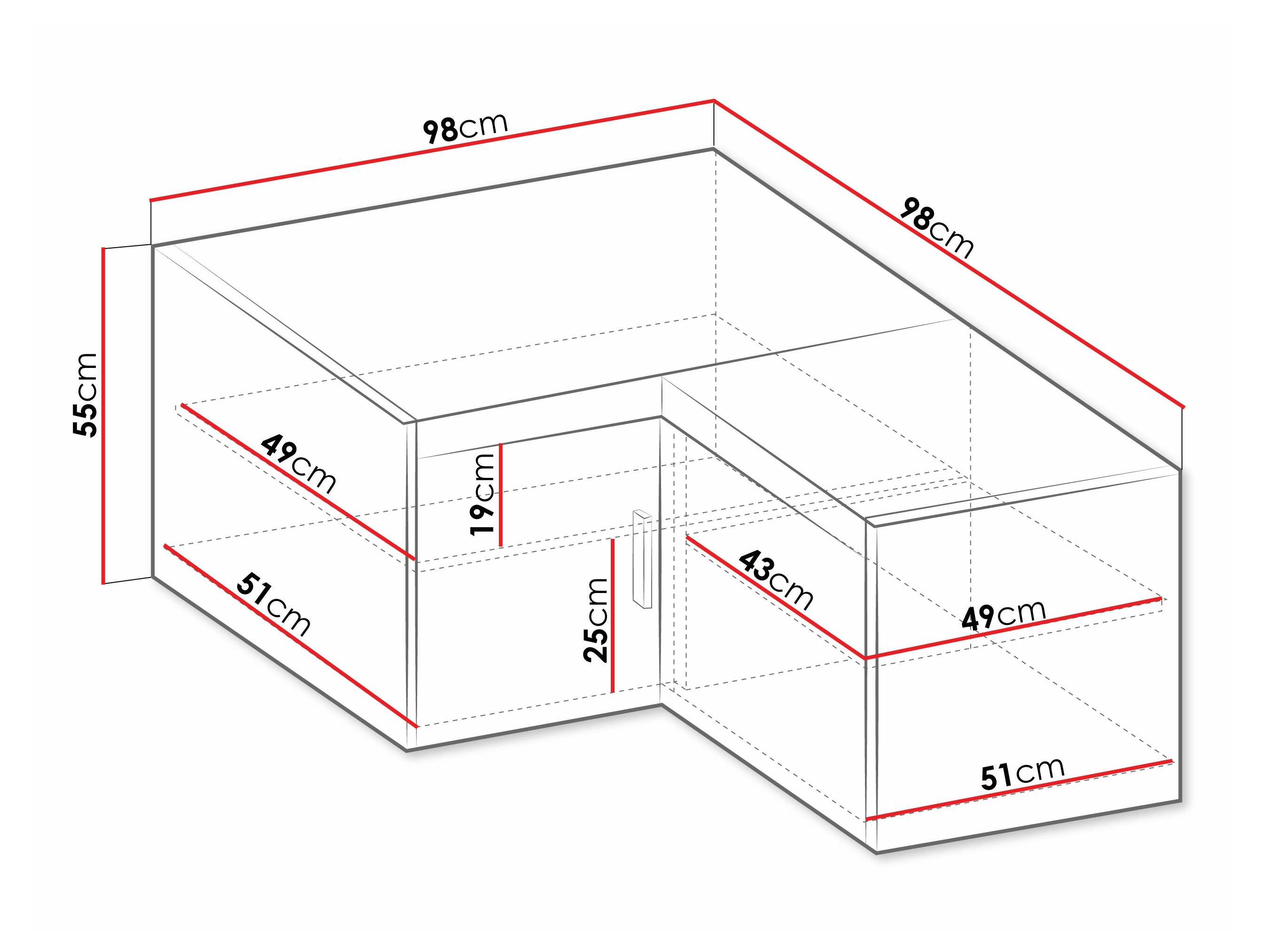 Corner cabinet Novduni 118 (White)