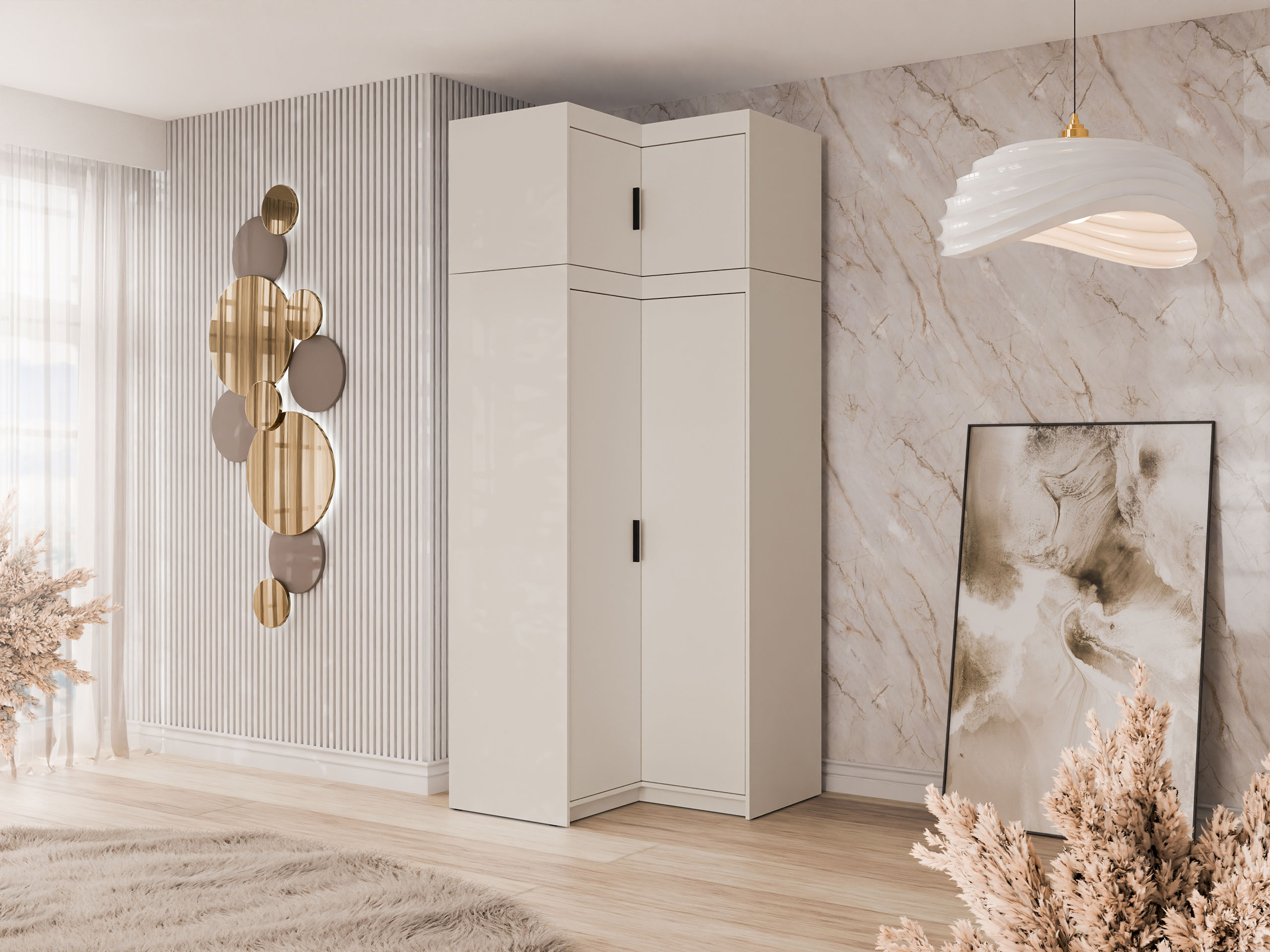 Corner wardrobe Novduni 121 (Beige)