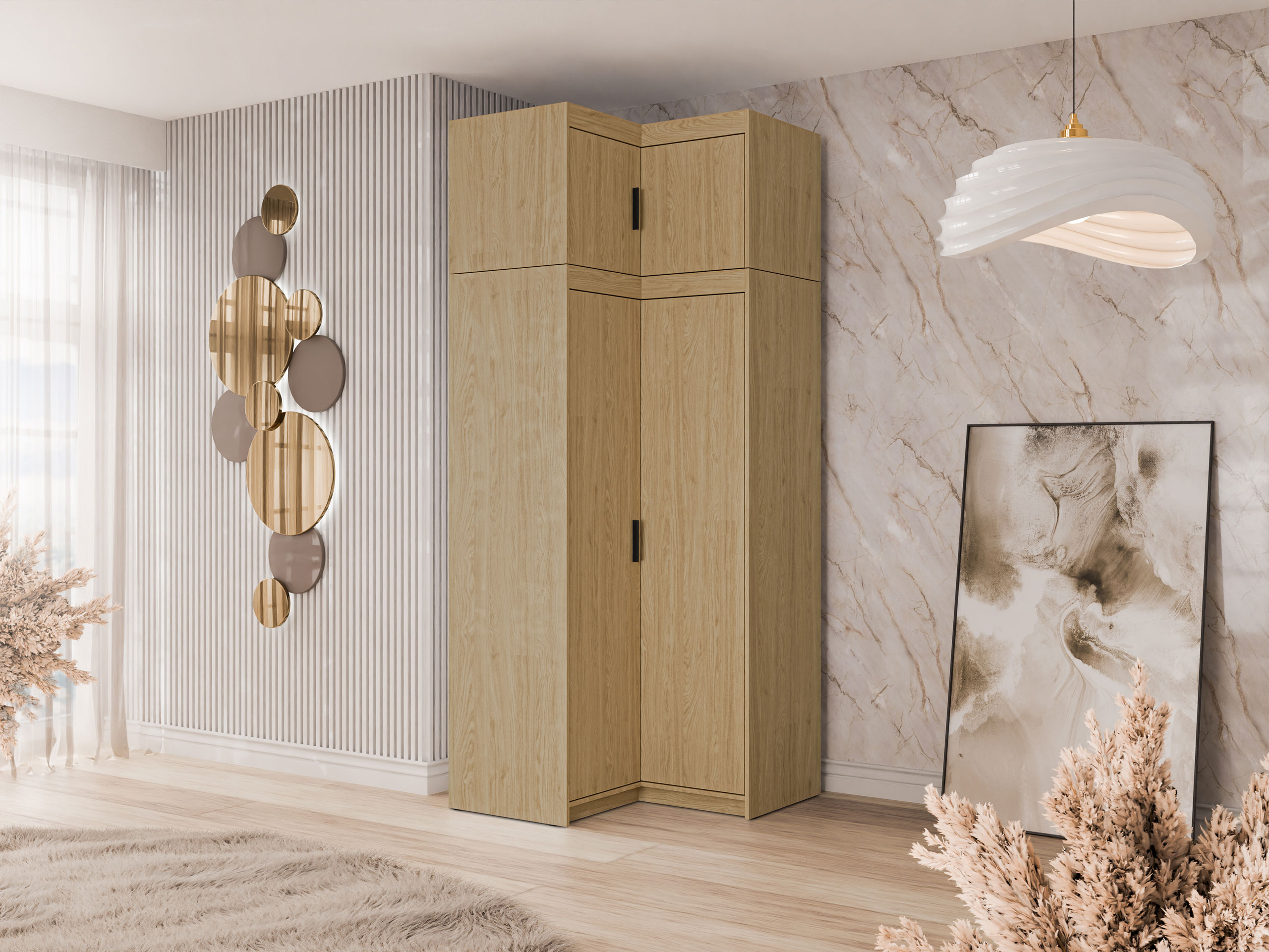 Corner wardrobe Novduni 121 (Oak)