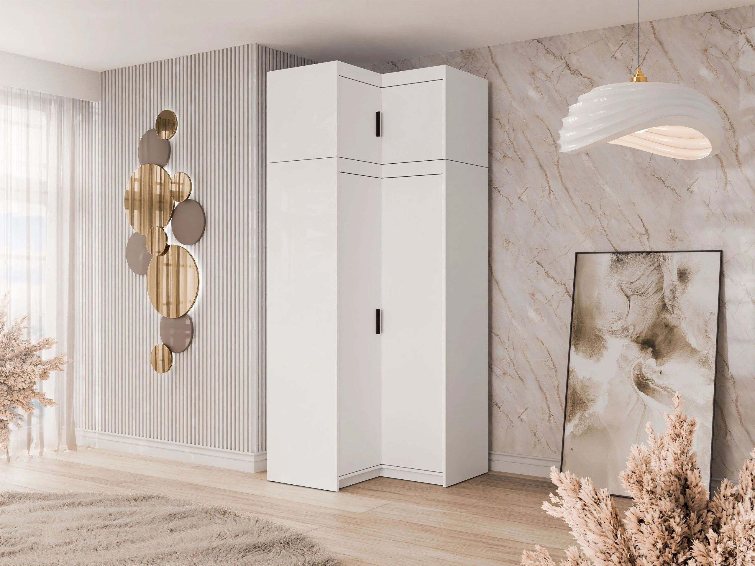 Corner wardrobe Novduni 121 (White)