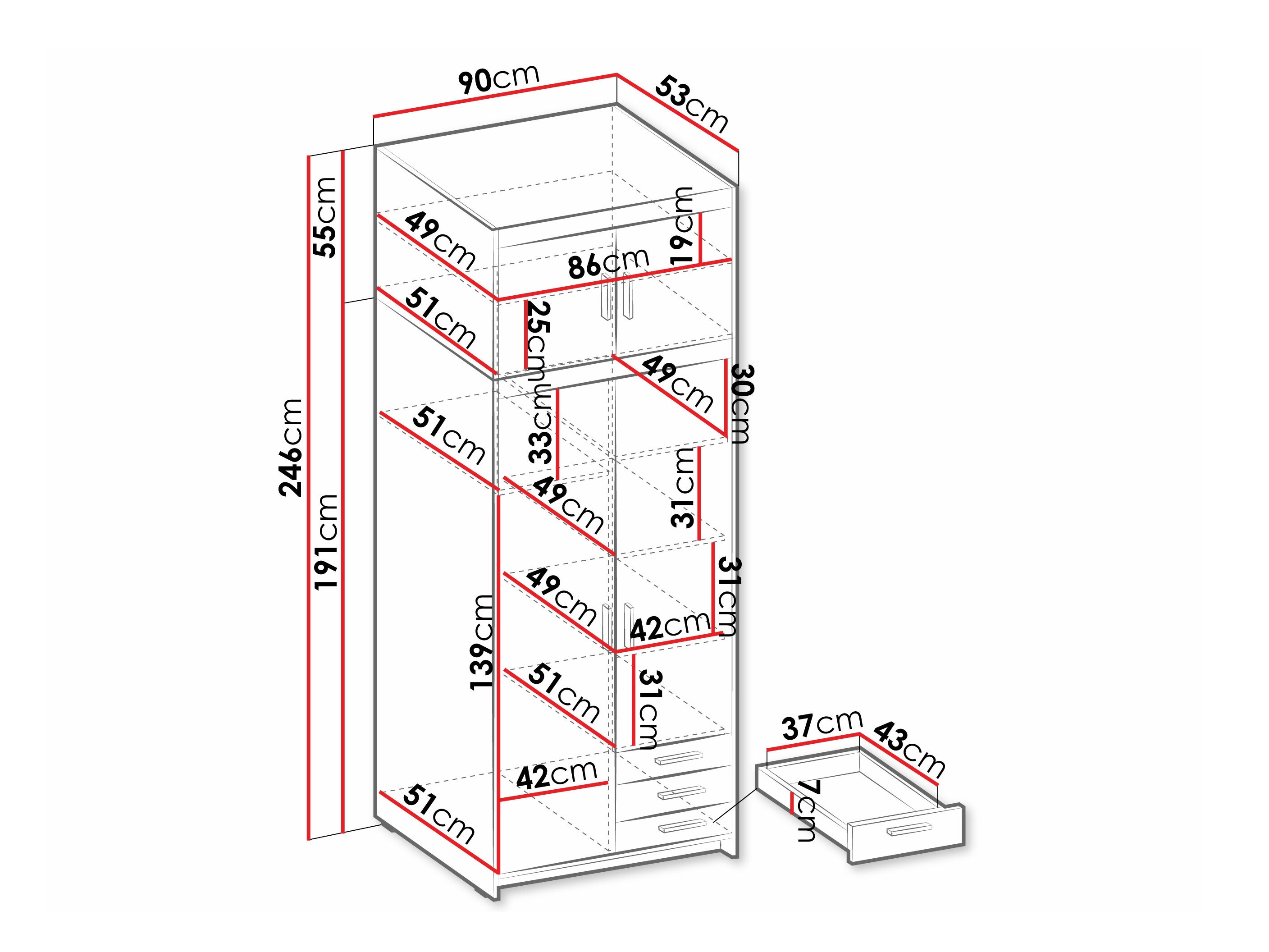 Wardrobe Novduni 113 (Lefkas oak)