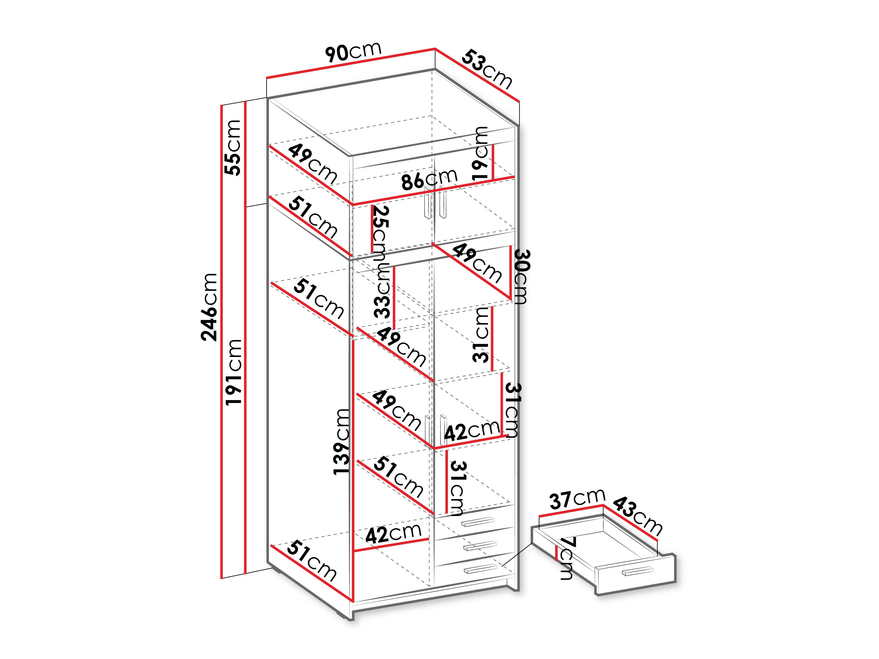 Wardrobe Novduni 113 (Oak)