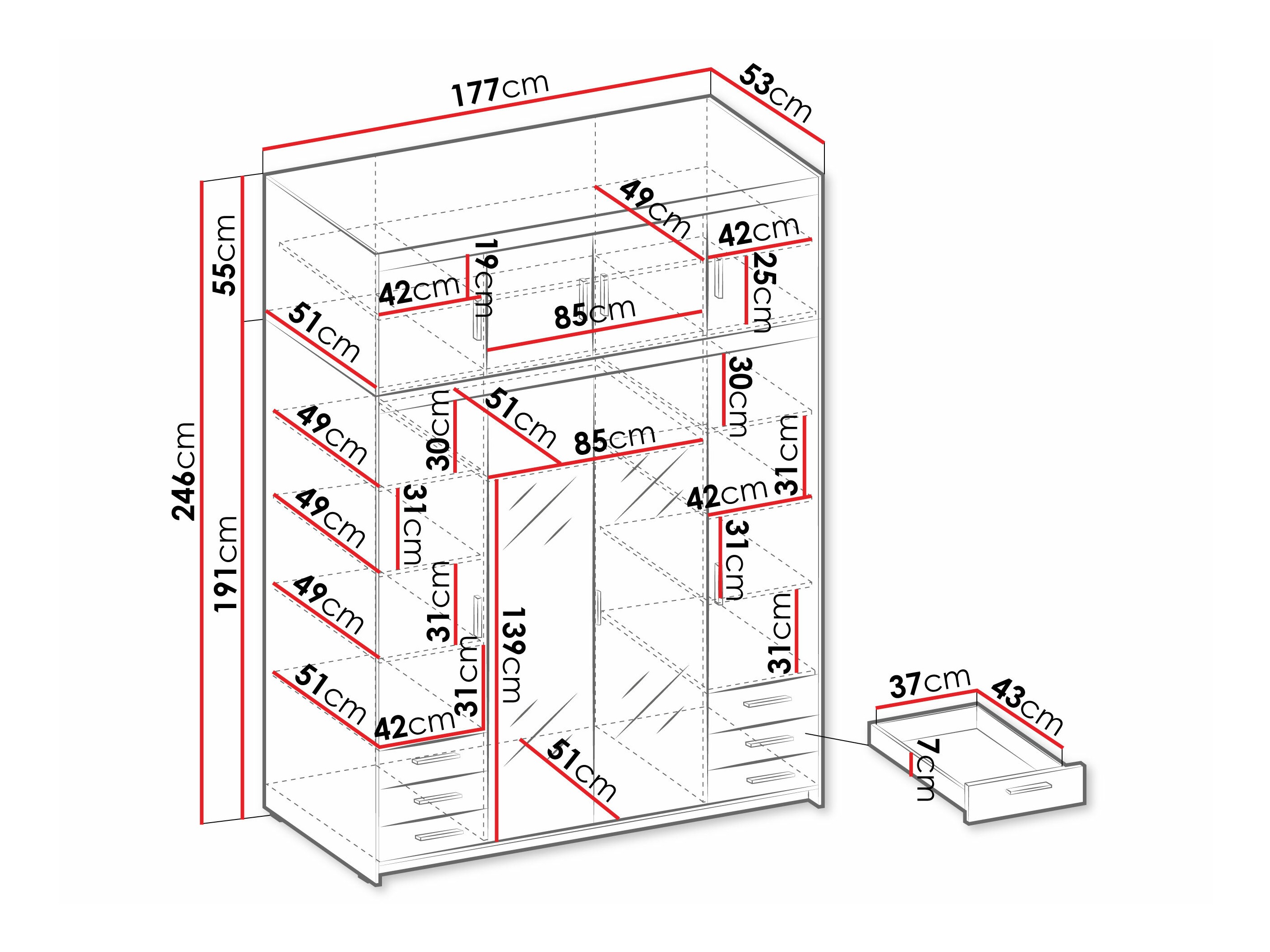 Wardrobe Novduni 120 (Lefkas oak)