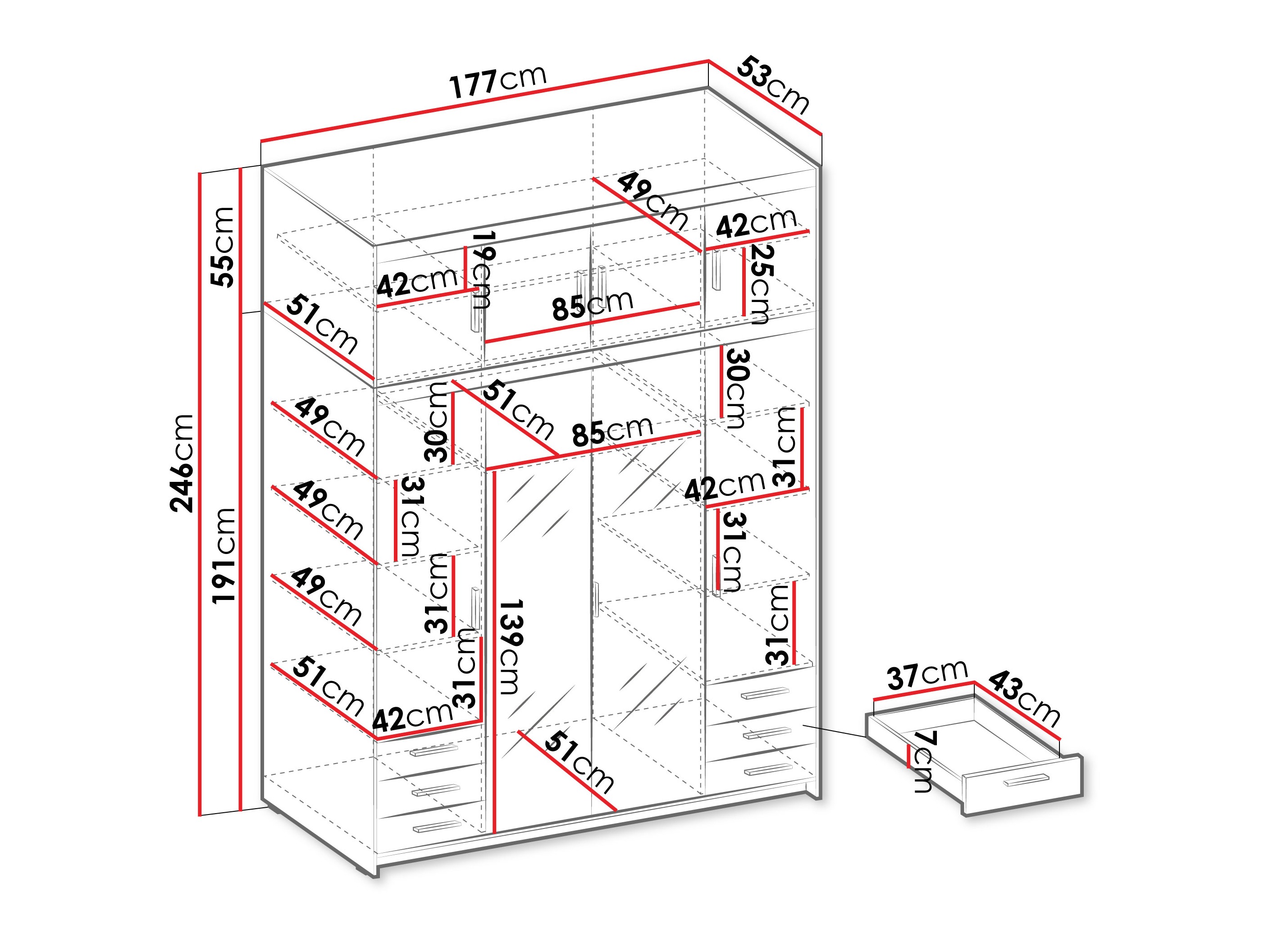 Wardrobe Novduni 120 (Oak)