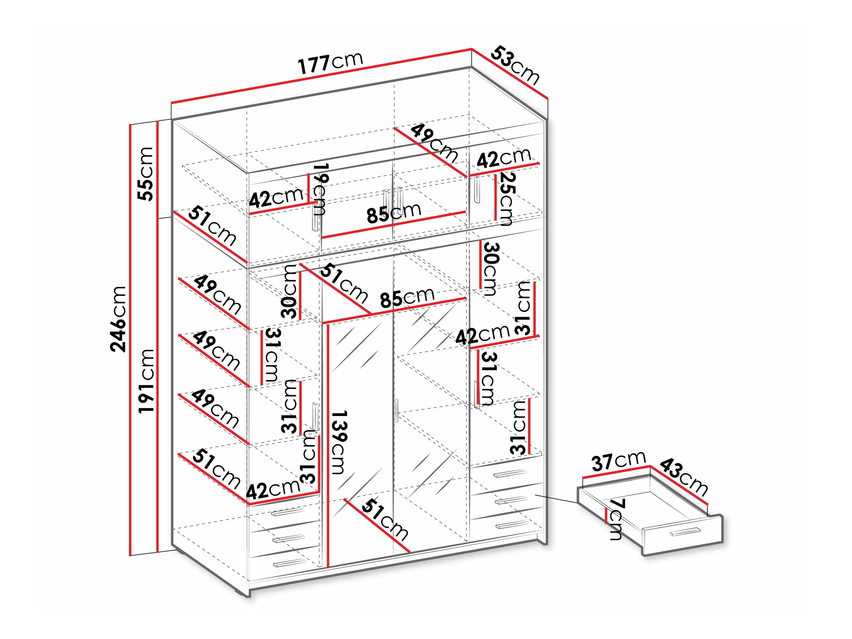 Wardrobe Novduni 120 (Sonoma oak)