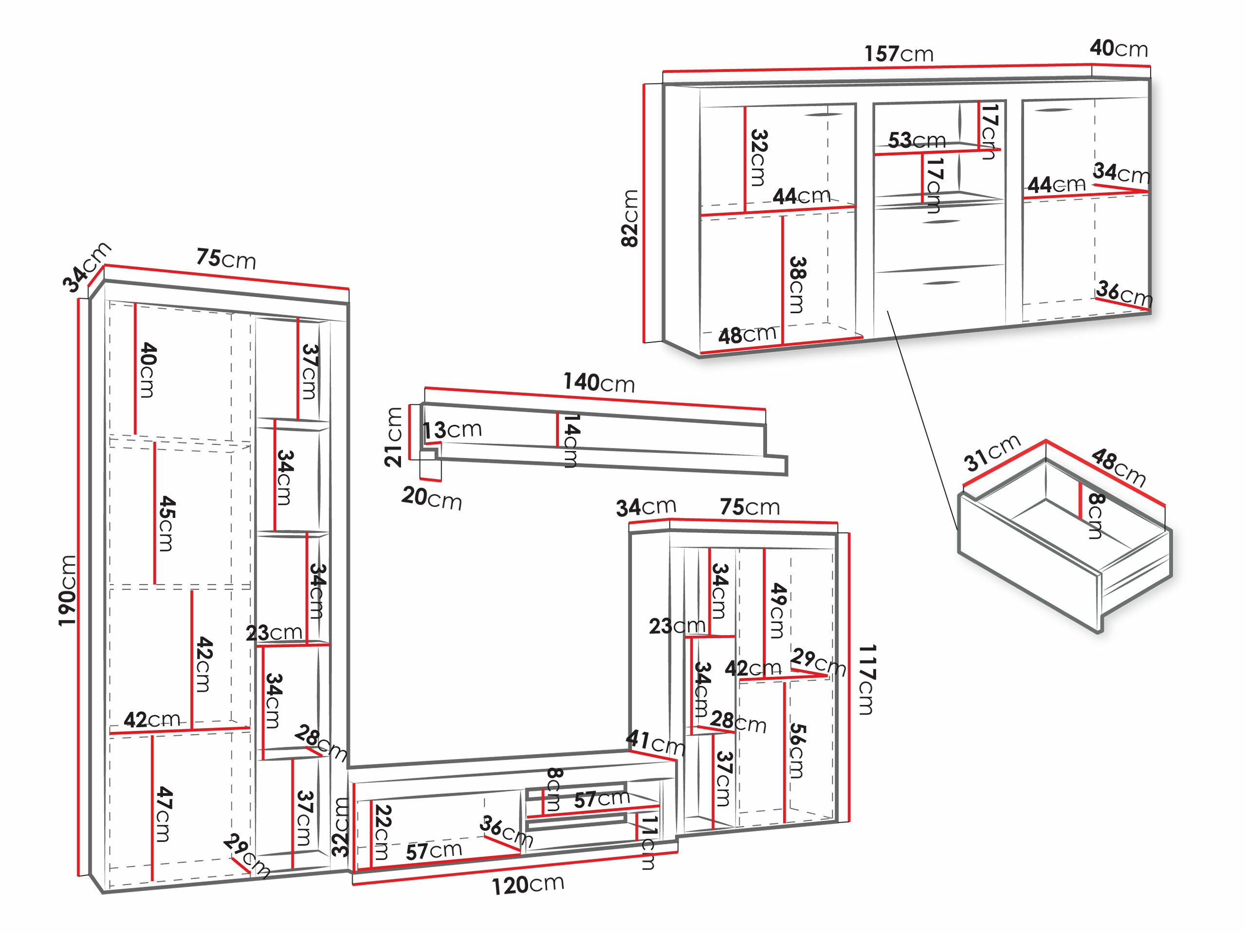 Living room set Tucson 106 (White)