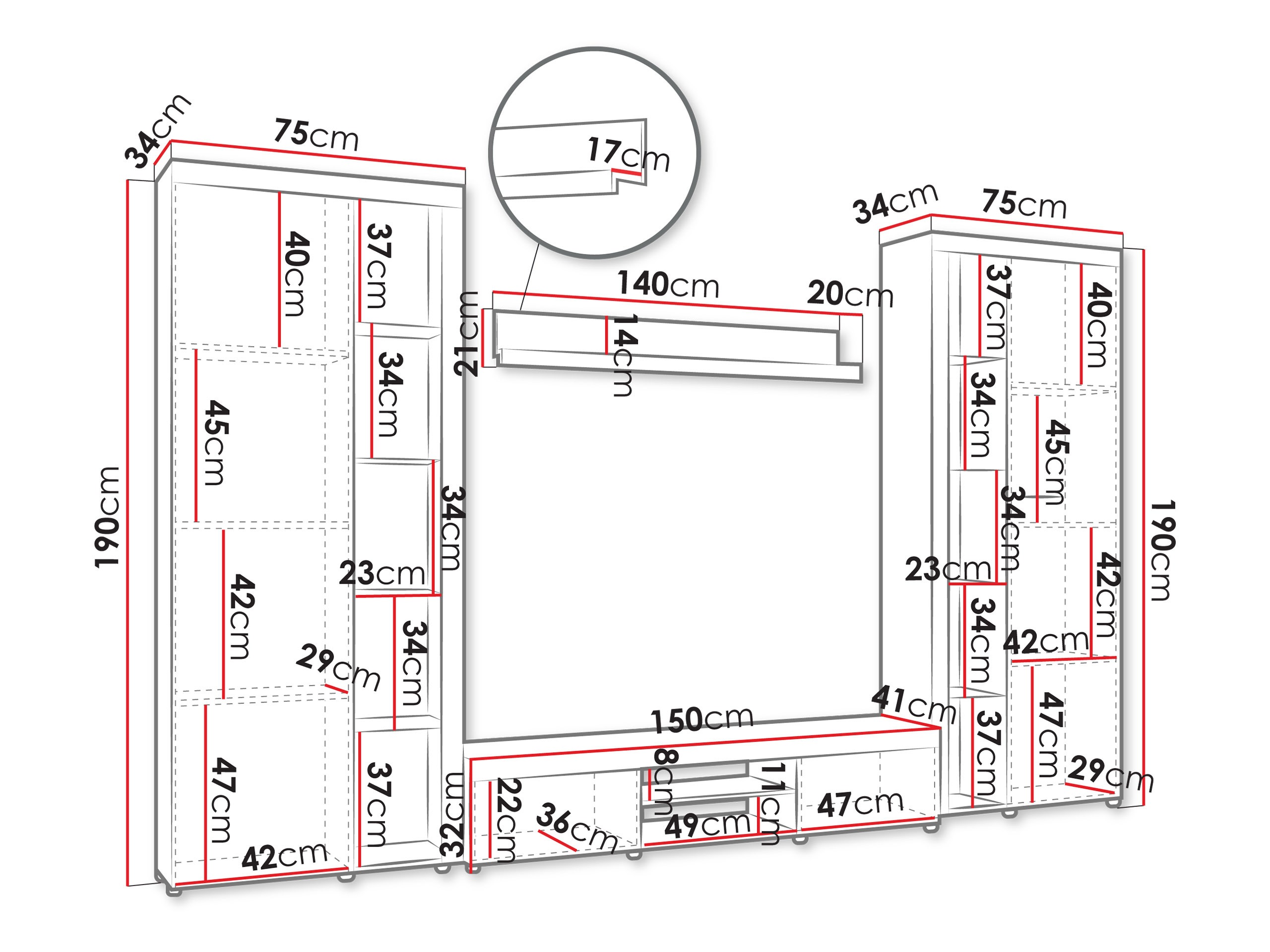 Living room set Tucson 107 (White)