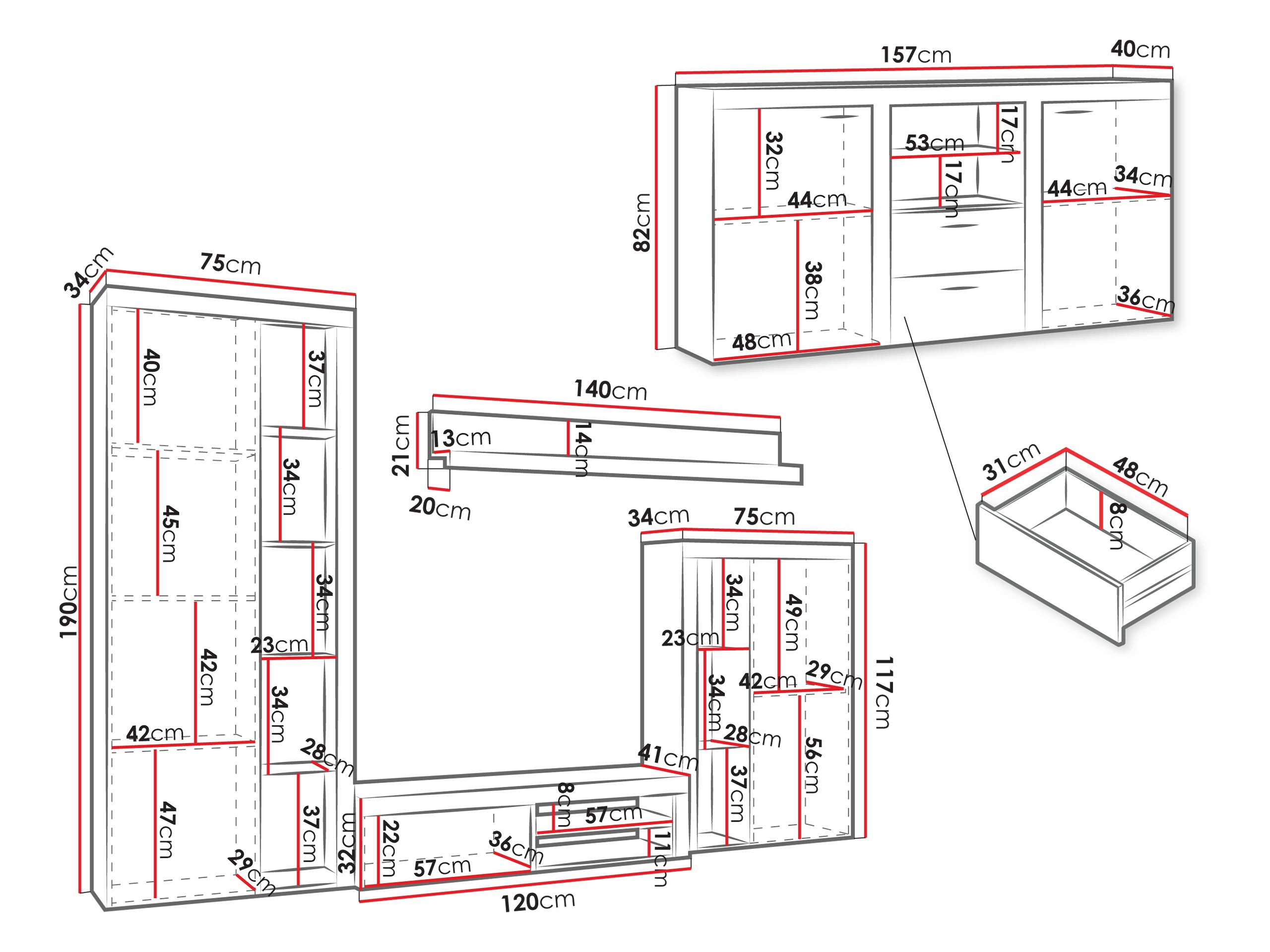 Living room set Univio I (Oak)