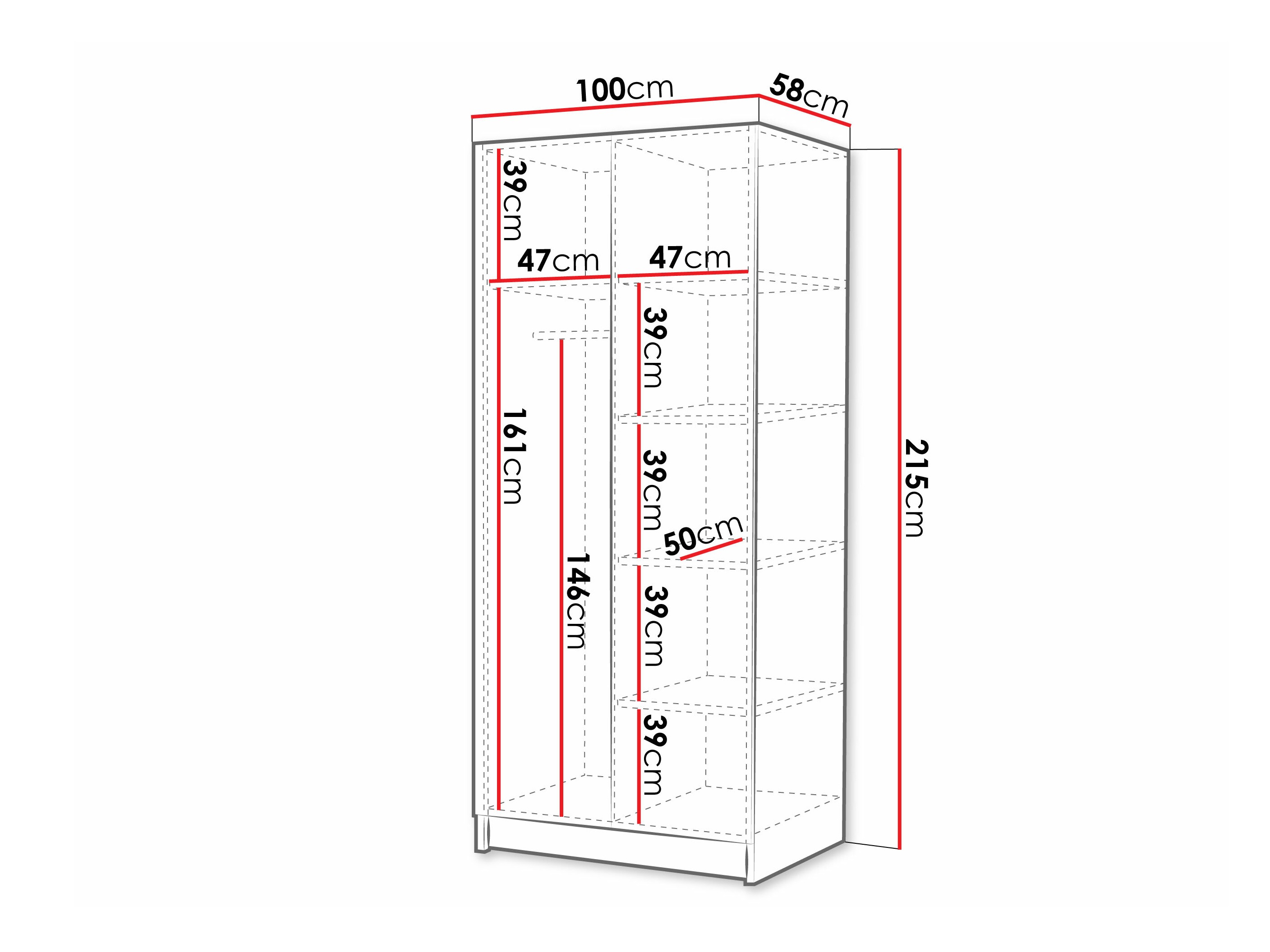 Wardrobe Closico Staton I (White + Glossy white)