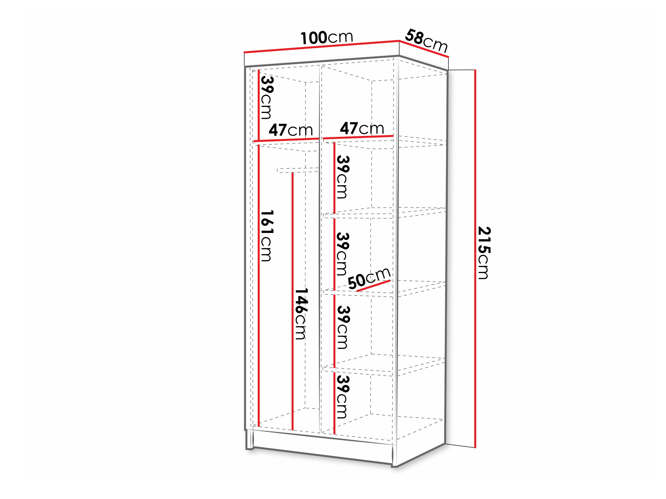 Wardrobe Closico Staton I (White + Glossy white)