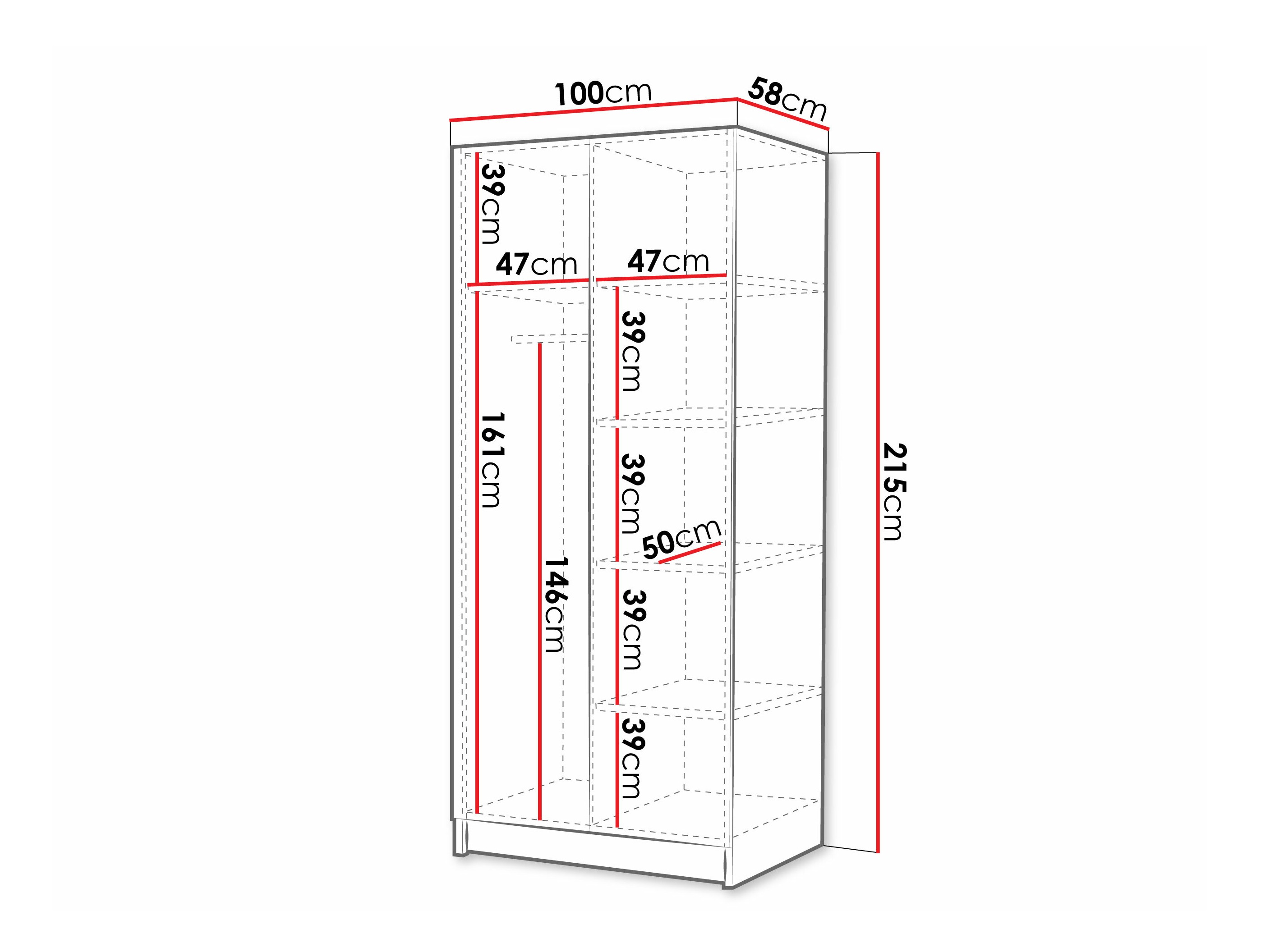 Wardrobe Closico Staton II (White + Black)