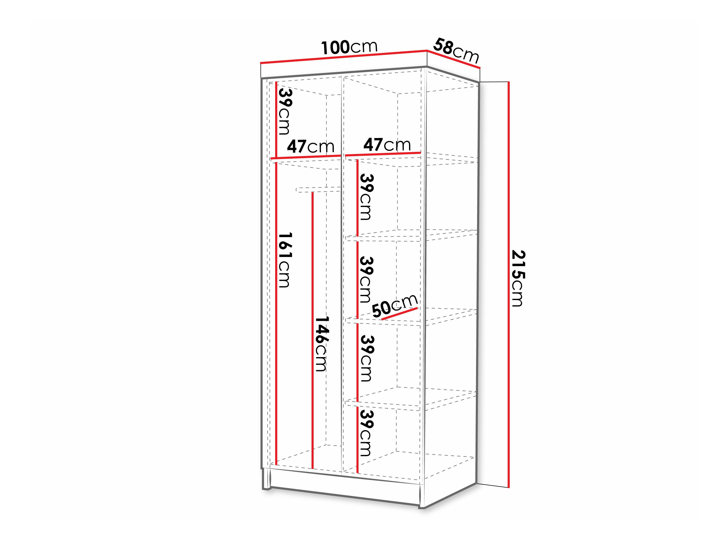Wardrobe Closico 193 (White + Black)