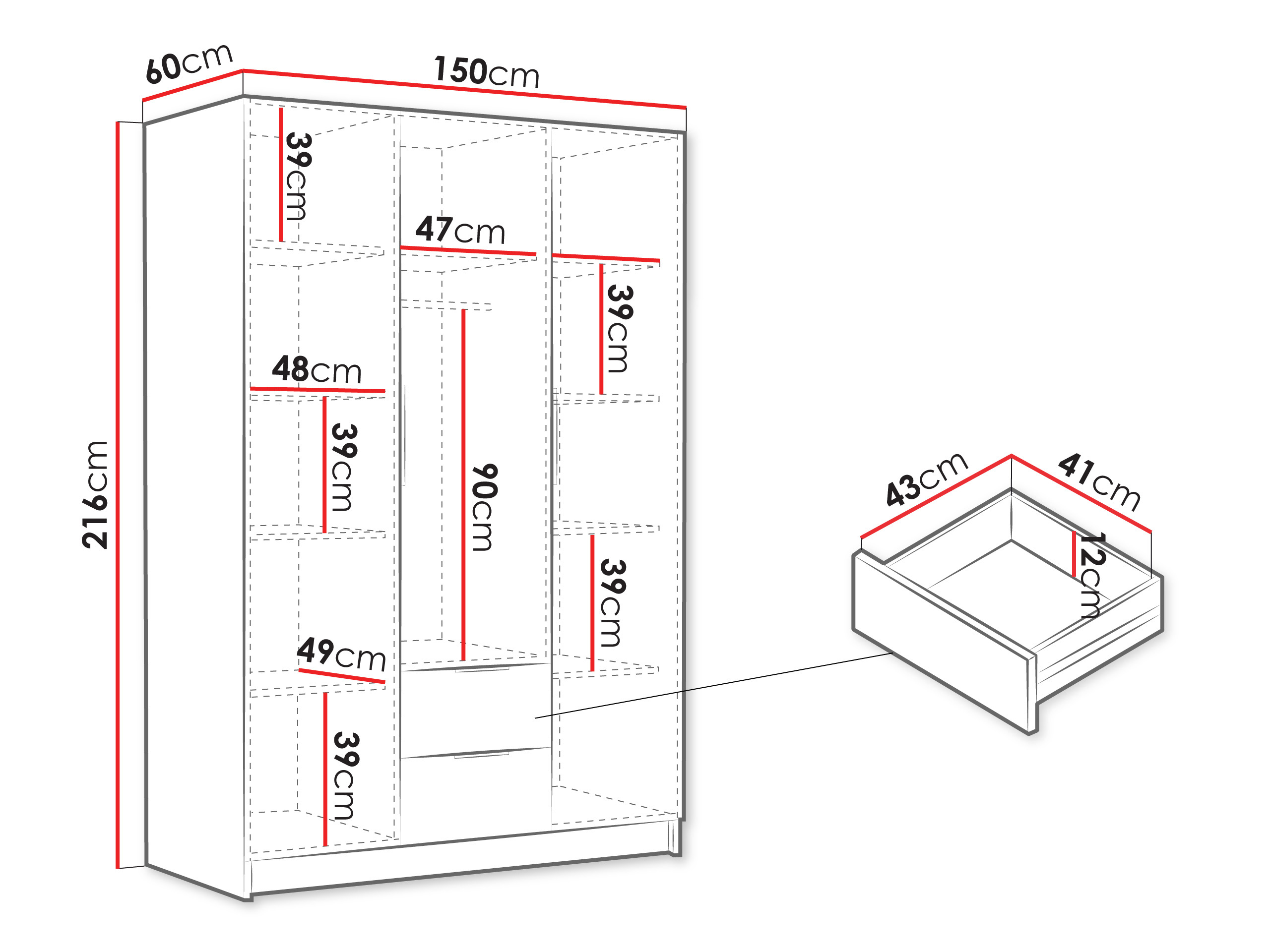 Wardrobe Closico Calvron I (Black)