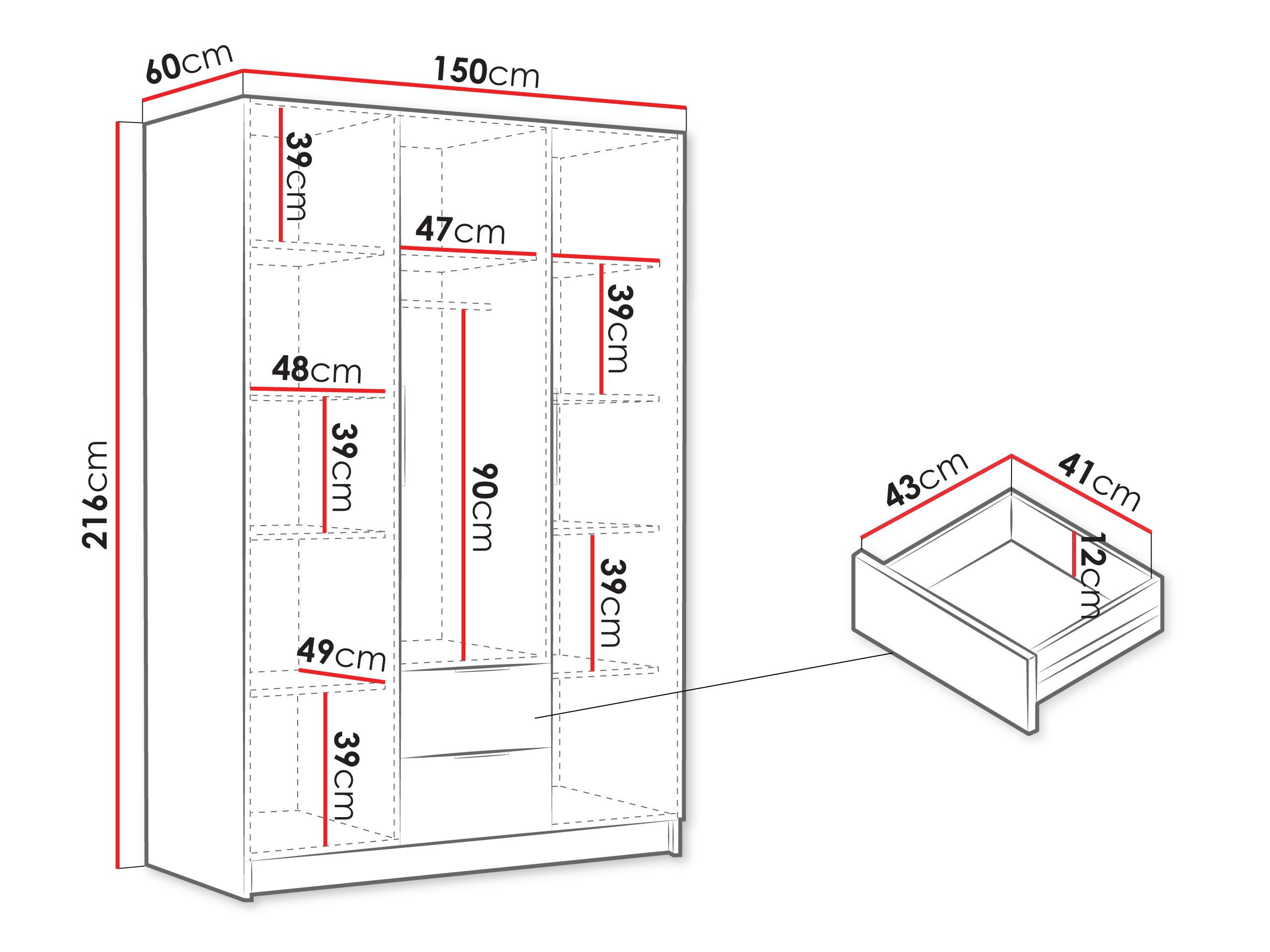 Wardrobe Closico Calvron I (Oak)