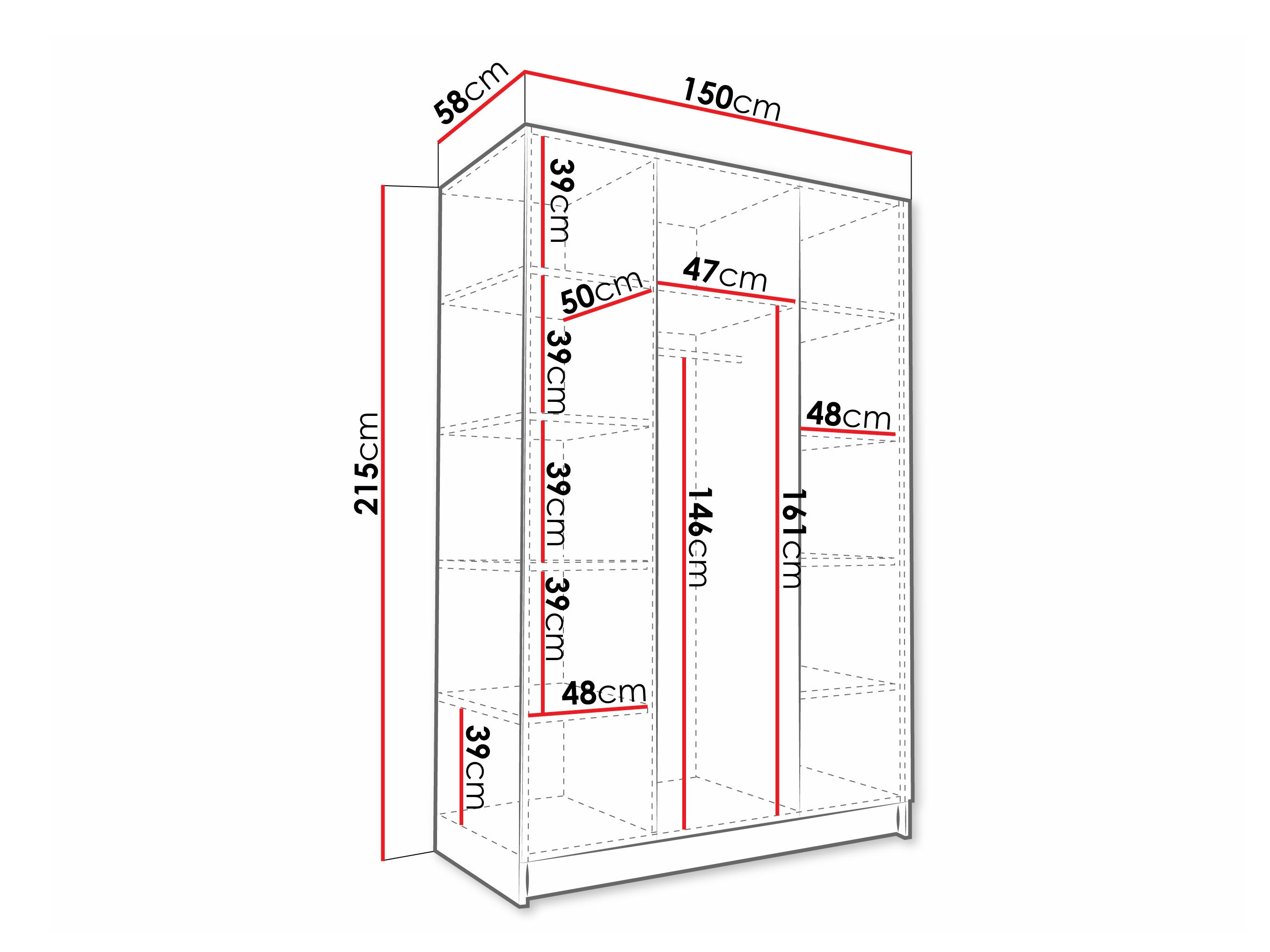 Wardrobe Closico Decoron I (White + Glossy white)